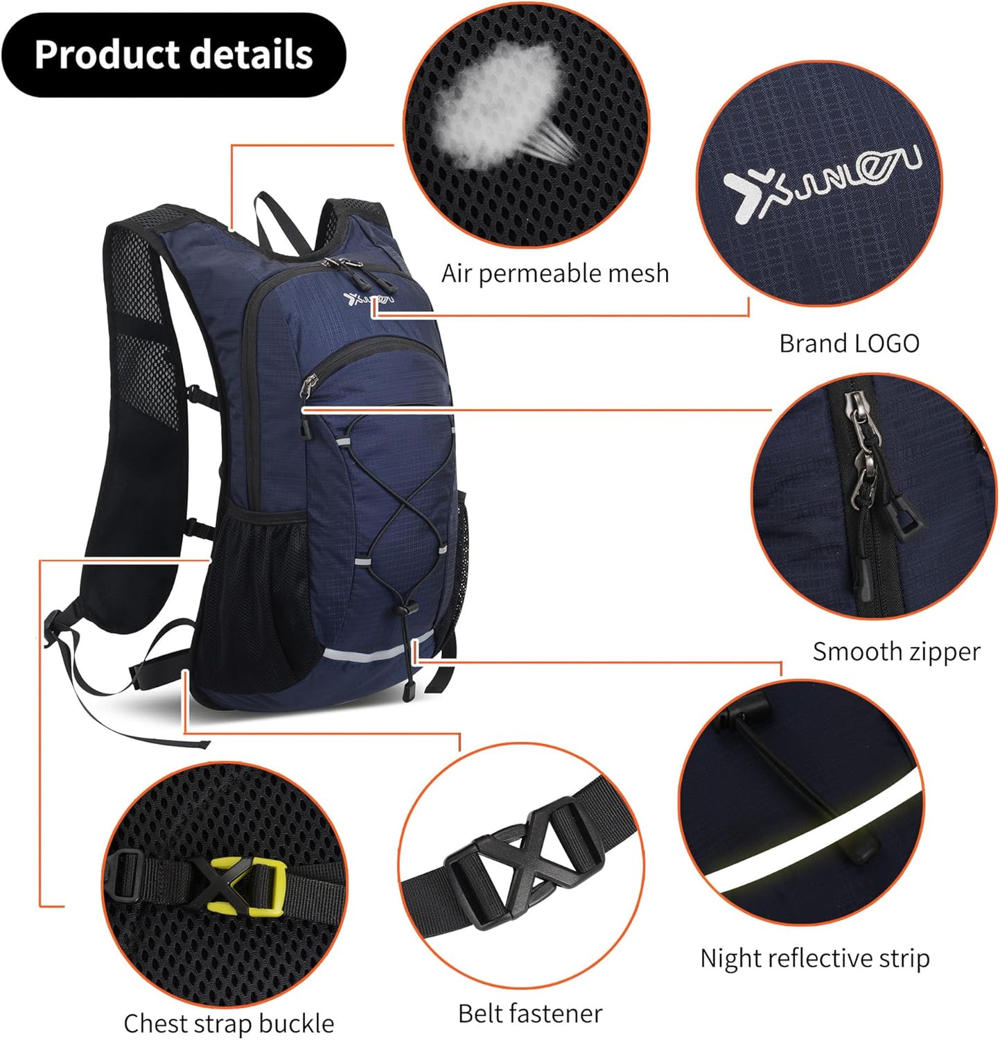 DOJUNS Hiking Backpack Lightweight Travel Backpack 20L Waterproof Hiking Daypacks Camping Backpack for Men Women (Dark Blue)