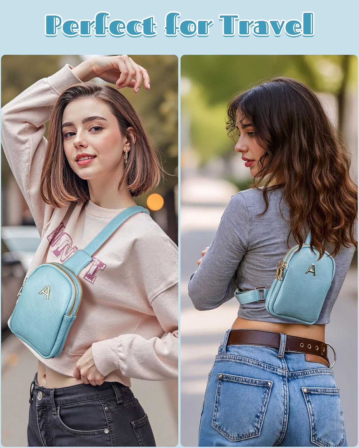 Gifts for 6 7 8 9 10 11 12 13 14 15 16 Year Old Girls, Initial Cross Body Fanny Pack, Cute Sling Purse for Teens, Travel Crossbody Bags for Daughter Granddaughter, Tween Girls Trendy Stuff