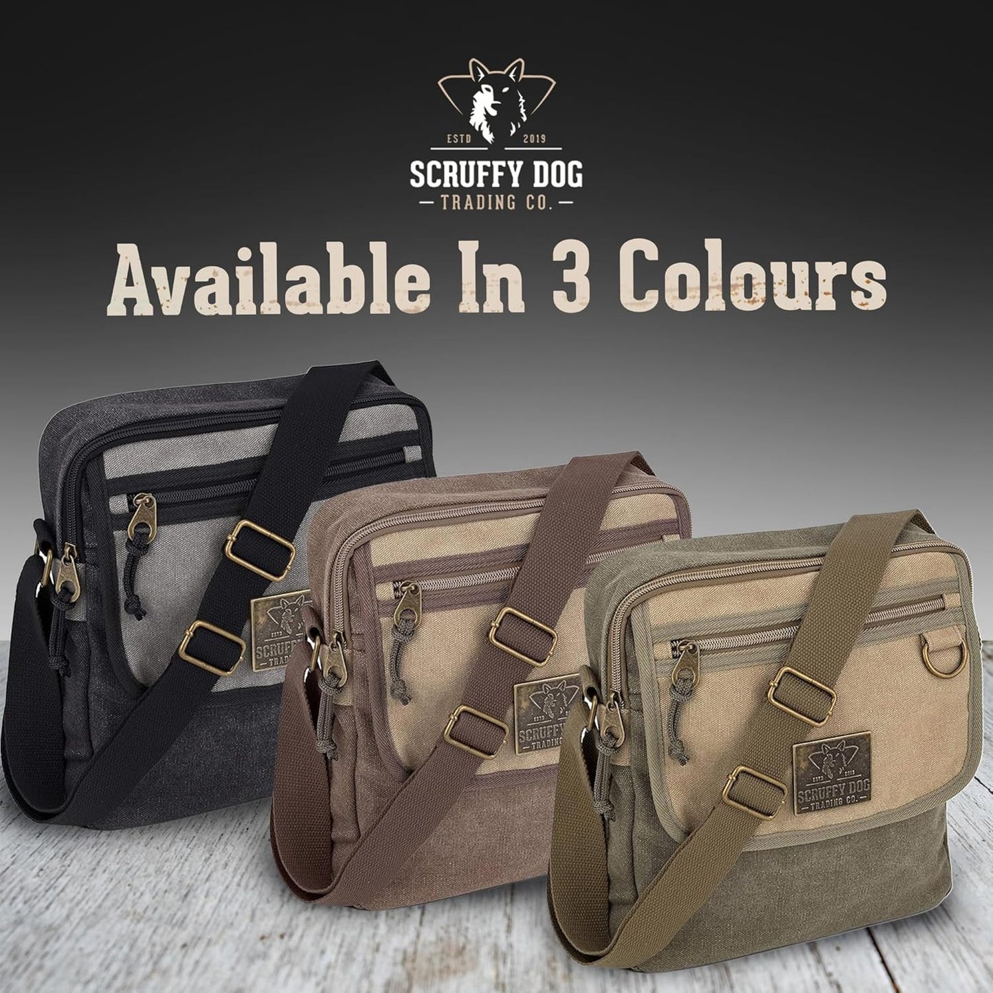 SCRUFFY DOG Crossbody Messenger Bag for Men and Women - Canvas Shoulder Bags with Adjustable Strap