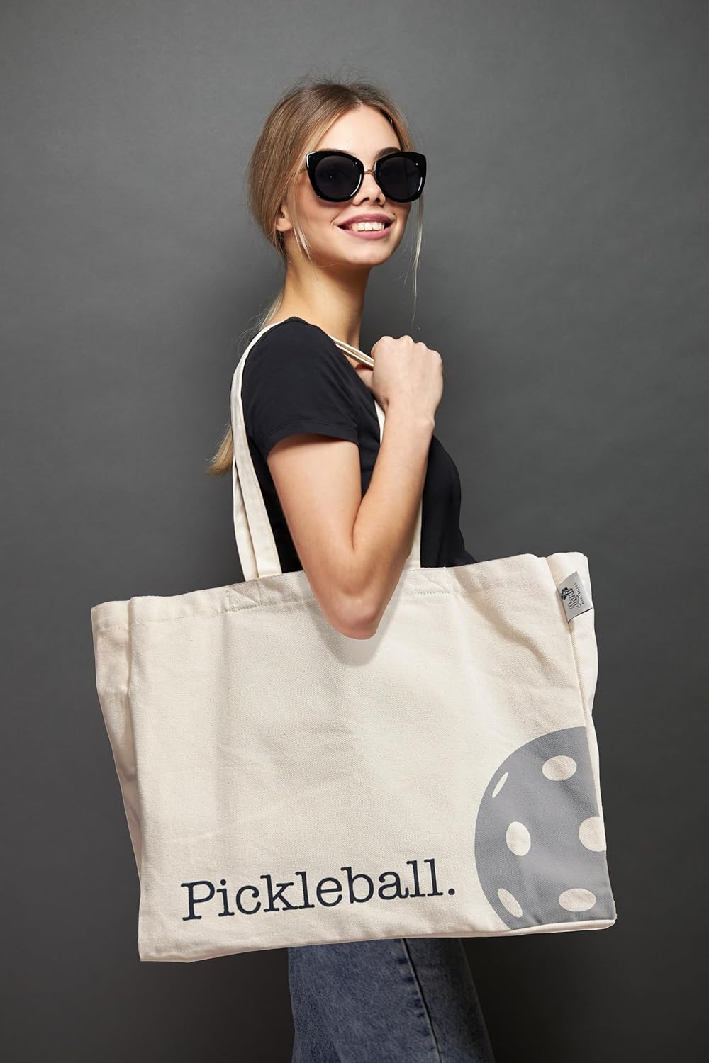 Large Canvas Pickleball Tote - Sustainable, Funny & Cute Grocery Bag
