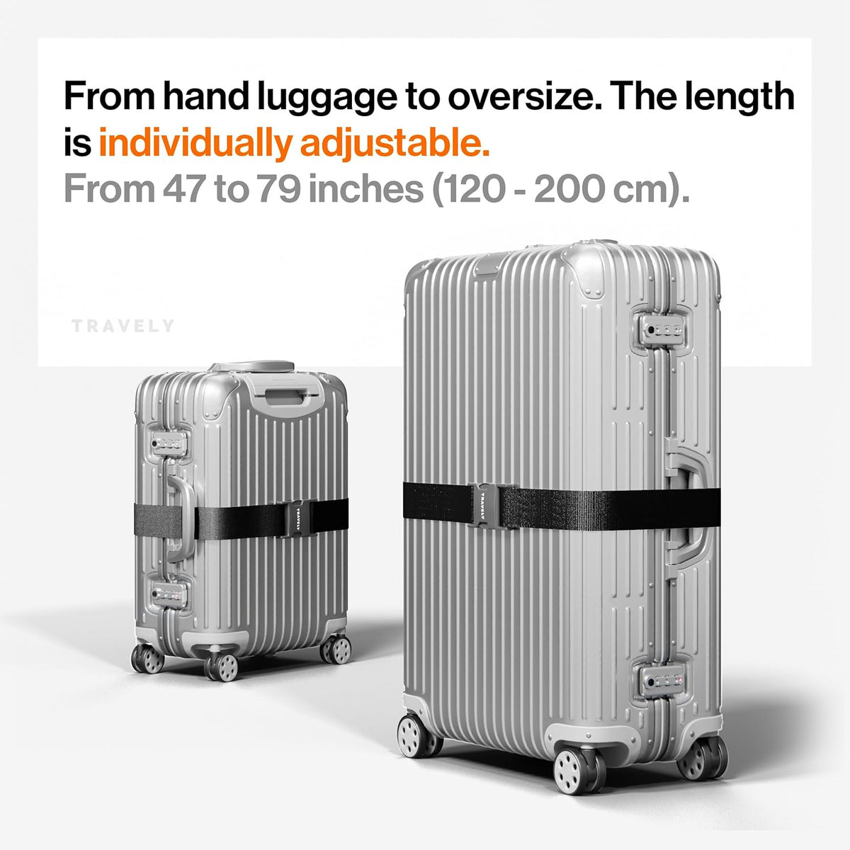 TRAVELY luggage straps - Particularly conspicuous & secure - Incl. 4 name tags - Luggage strap