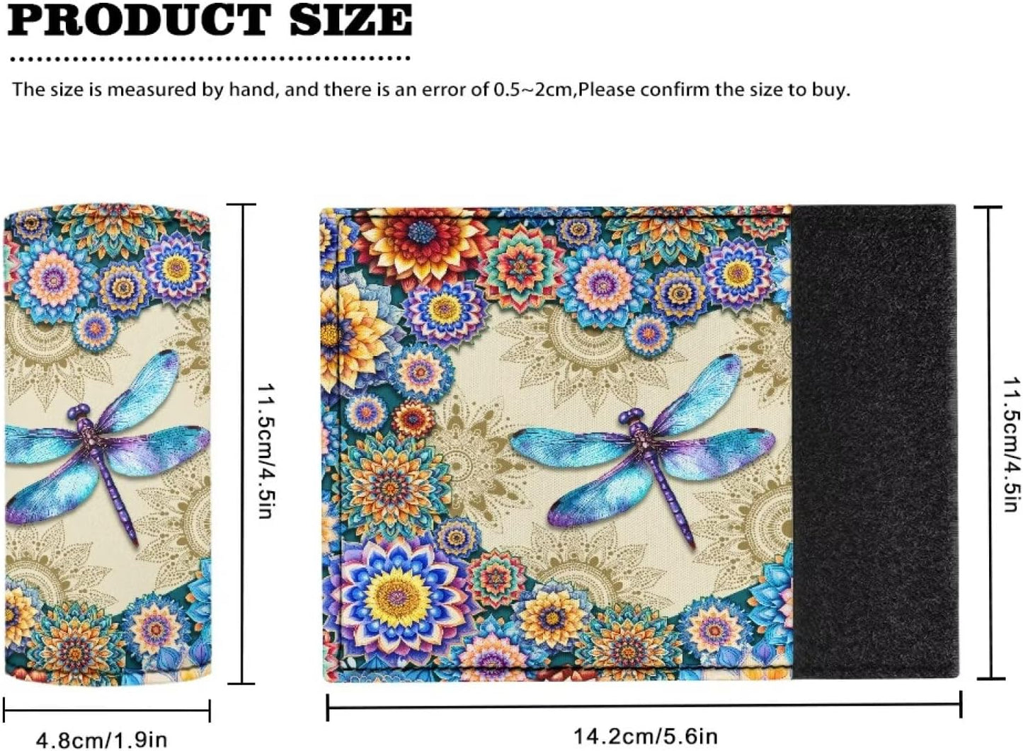 Dragonfly Luggage Handle Wrap Protection Cover Set of 2 Pcs Mandala Luggage Identifier for Suitcase Neoprene Door Handle Protection Sleeve Cover