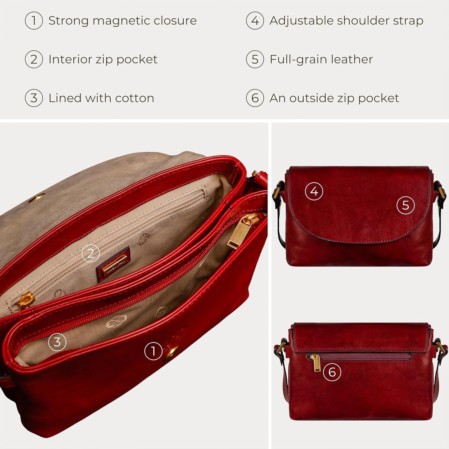 Time Resistance Leather Cross Body Bag for Women - Handbag - Shoulder Bag - Messenger - Purse