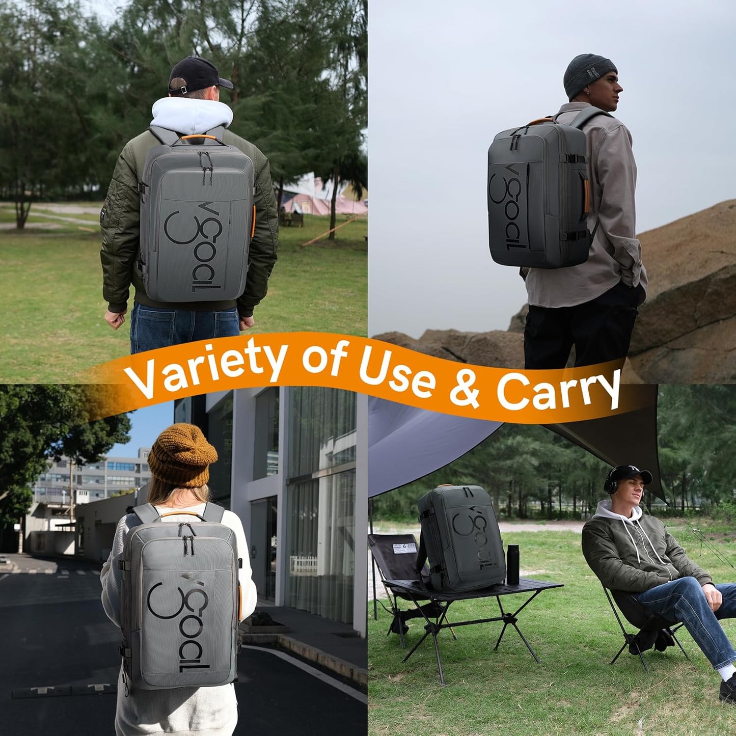 VGOAL Carry On Backpack, Travel Backpack Expandable with Packing Cubes, Weekender Backpack for Men Women (FG6318)