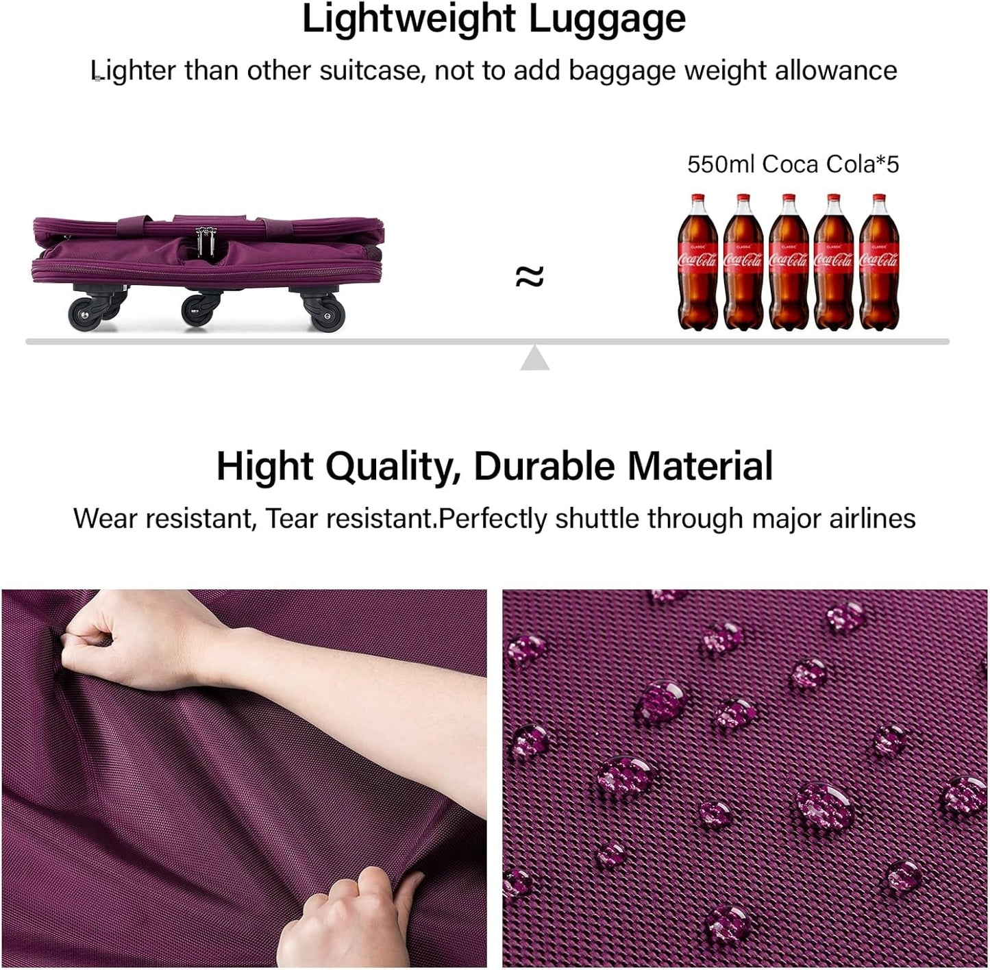 Hanke Expandable Large Suitcase 4 Wheels Lightweight Collapsible,Foldable Suitcases &Travel Bags Hand Luggage Extend 20/24/28 inch Suitcases Duffel Bag Without Telescopic Handle for Men & Women