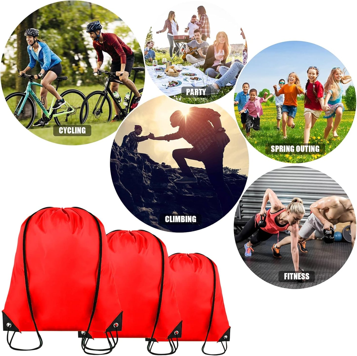 20 Pieces Drawstring Backpack Bulk Cinch Sackpack Ployster Drawstring Bags for Gym Party Trip(Red)