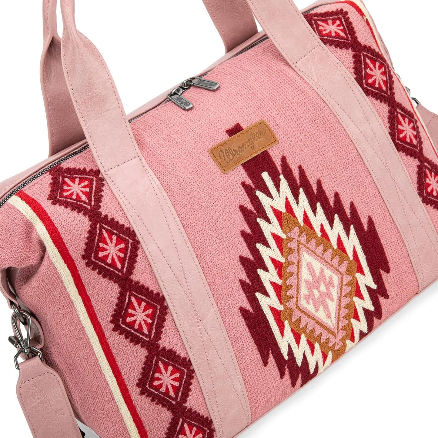 Wrangler Duffel Bag for Women Large Travel Weekender Bag Designer Tapestry Carry On Bags, Pink