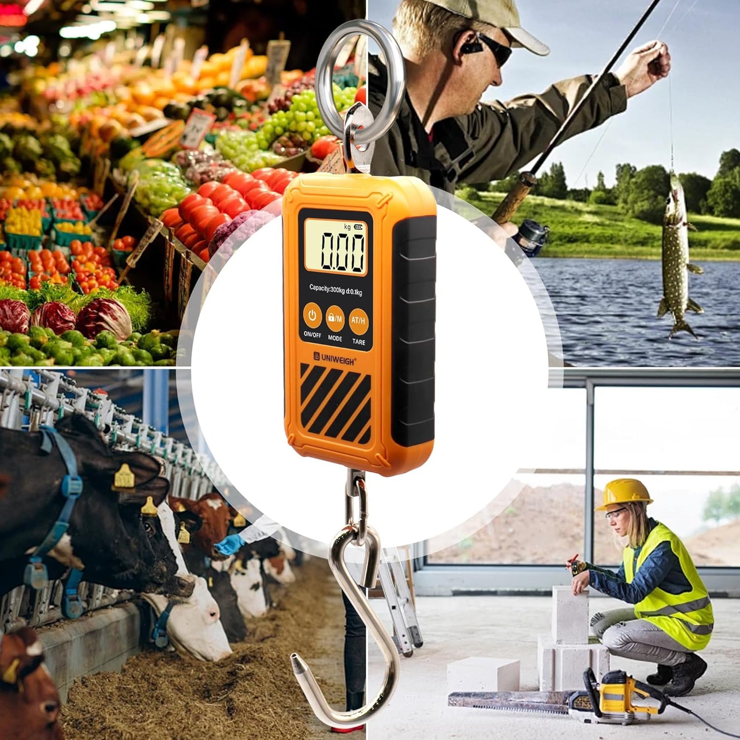 Digital Luggage Scale,Portable Hanging Bag Scale for Travel,Suitcase Weight Scale with Comfortable Handle and Large Hook,Duty Crane Scale with 660LB/300KG for Hunting and Fishing