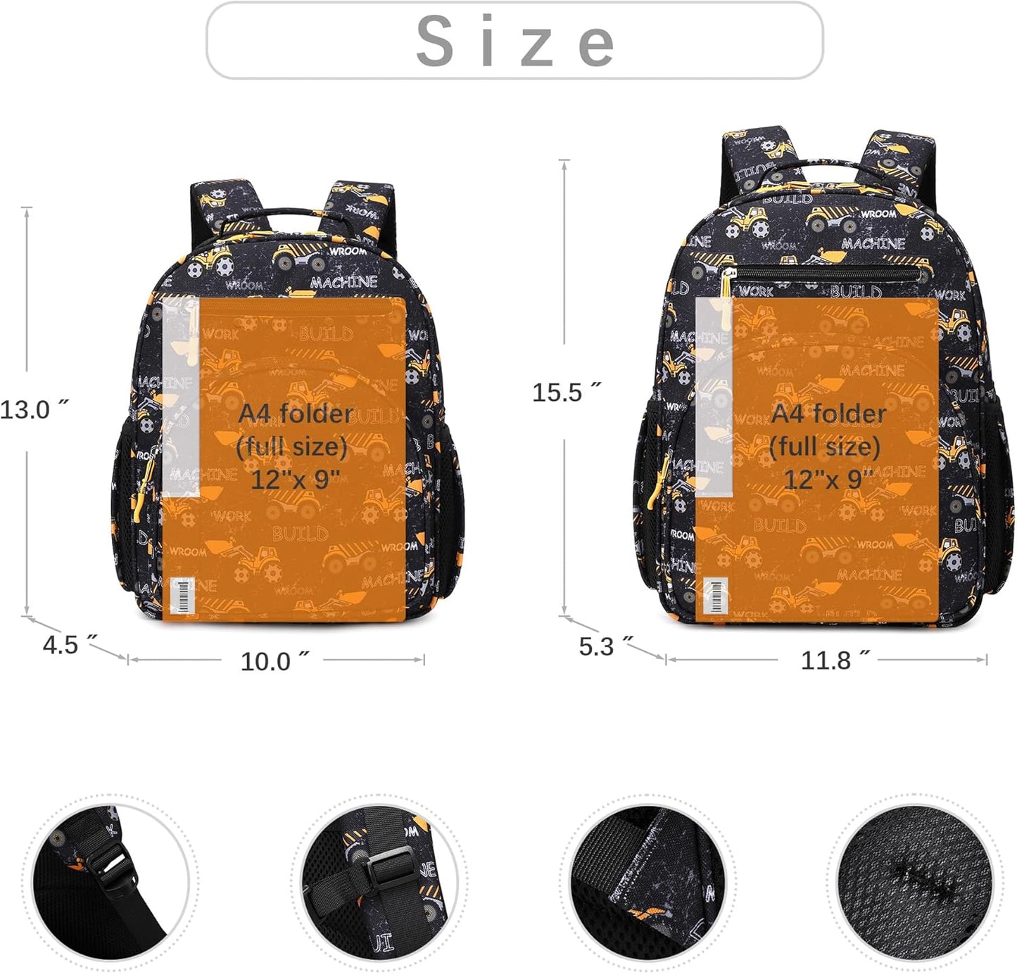 abshoo Cute Mini Toddler Backpacks for Boys Little Kids Bookbag Preschool backpack (Excavator Black)