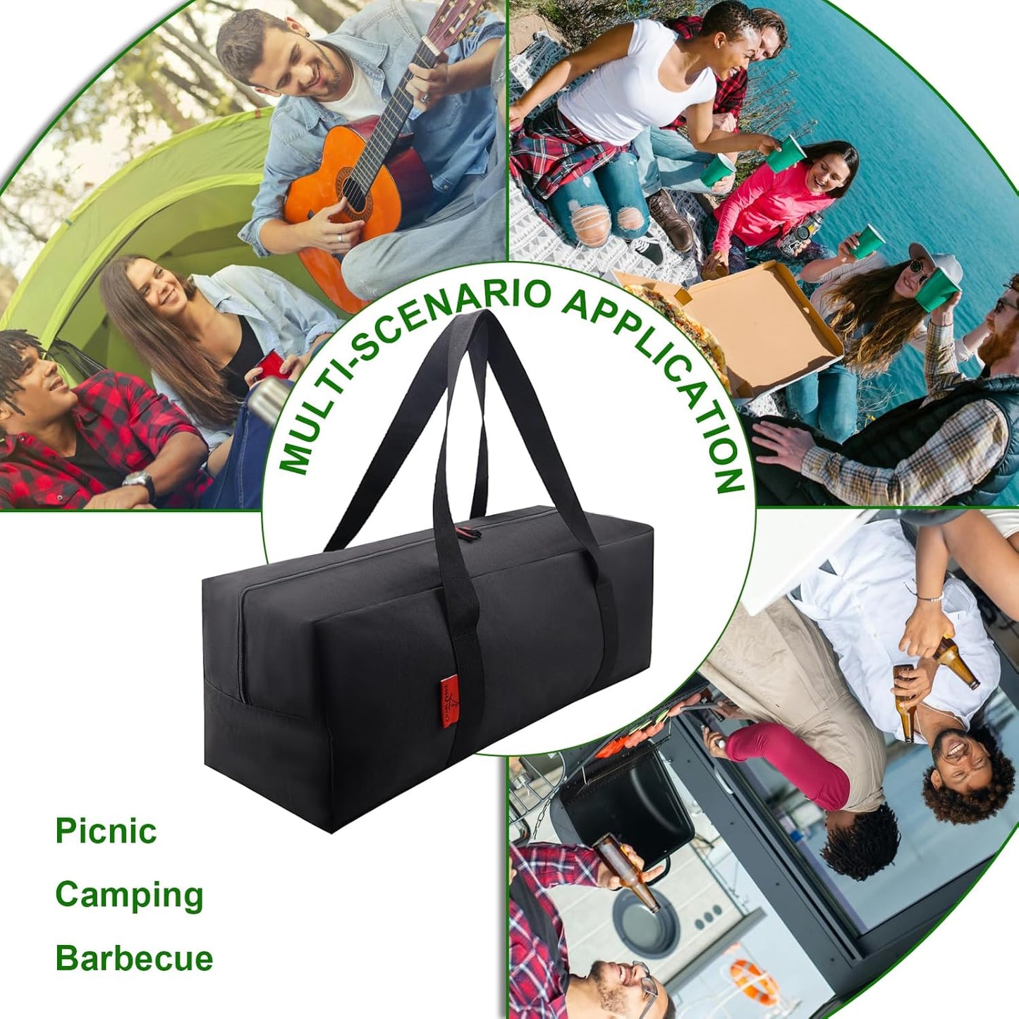 Grill Tool Organizer, BBQ Tool Storage Bag - 24" Heavy-Duty Storage Bag Waterproof 600D Oxford, Folding Design Gift for Camping, Tailgates, Outdoor BBQ Parties (24" Lx8 Wx8 H)
