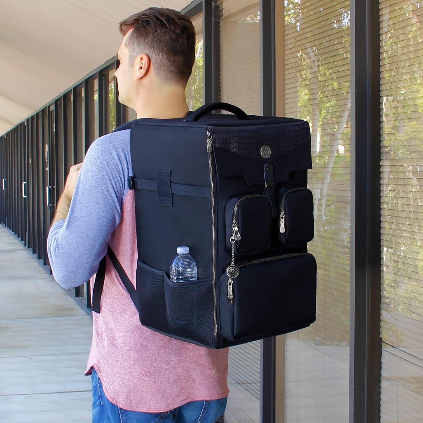ENHANCE Collector's Edition Board Game Backpack - Reinforced Rigid Board Game Storage with Padded Shoulder Straps, Carrying Handle, and Accessories Pockets for Dice, Card Games, More (Dragon Black)