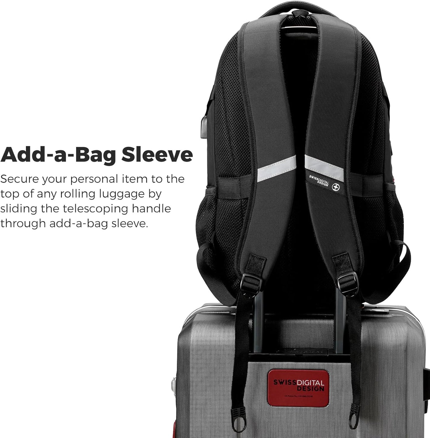 Swissdigital Laptop Backpack with USB Charging Port, Travel Backpack Fits 15.6 inches Computer, 31L