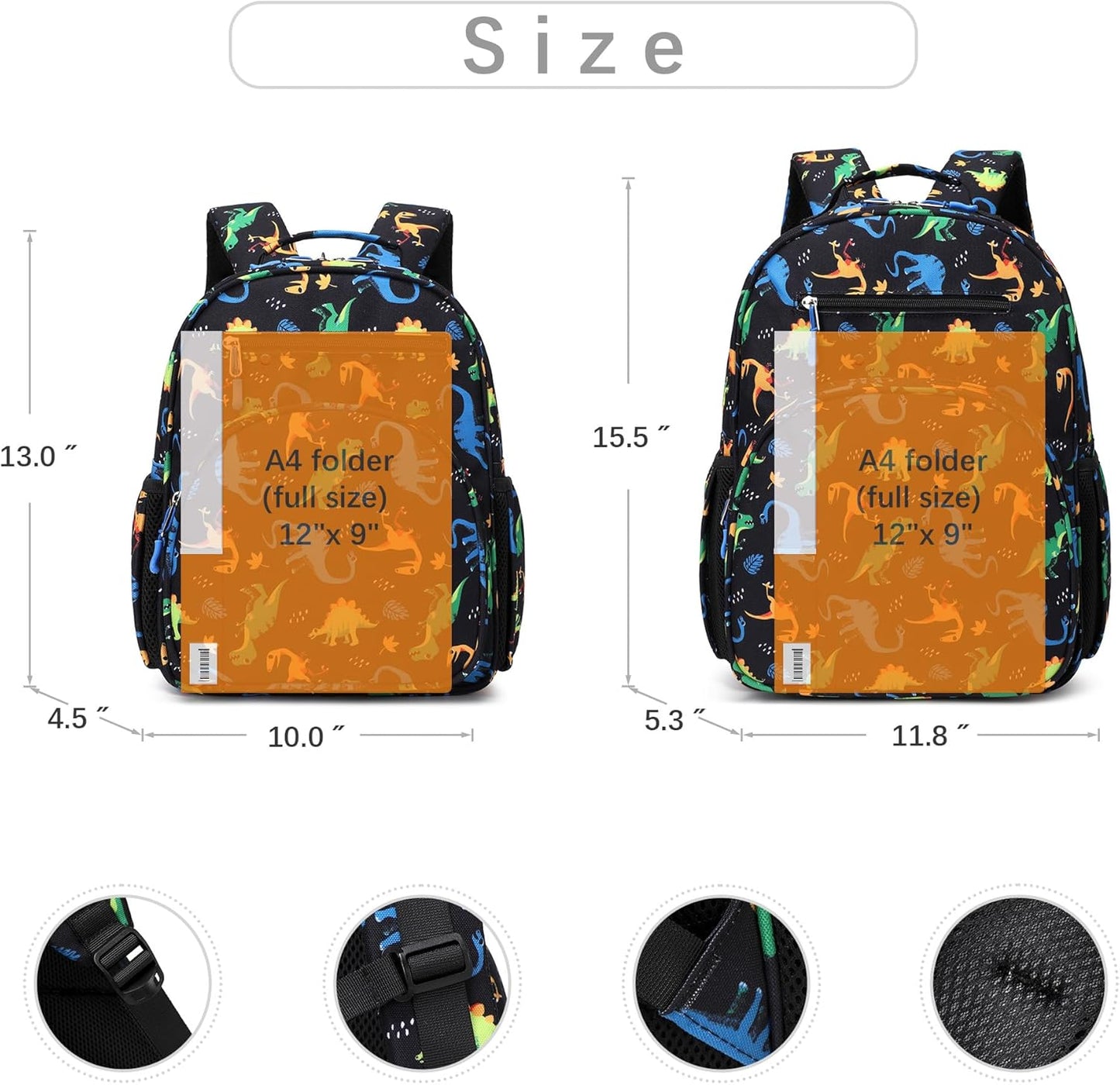 abshoo Cute Mini Toddler Backpacks for Boys Little Kids Bookbag Preschool backpack (Dinosaur Black)