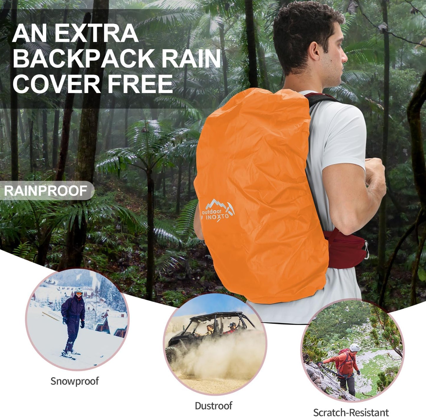 Hiking Backpack, Waterproof Hiking Daypack with 3L Water Bladder and Rain Cover, Lightweight Travel Camping Backpack for Men Women (Red)