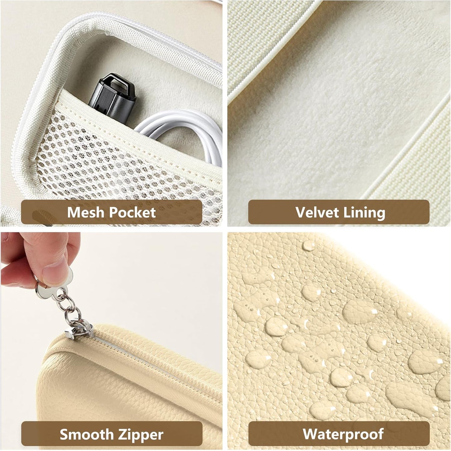 Digital Camera Case for CAMKORY, KODAK PIXPRO FZ45/FZ55, Canon IXUS 285 HS, Lecran, Small Travel Compact Camera Holder with Mesh Pocket for Accessories SD Card (Light Khaki)