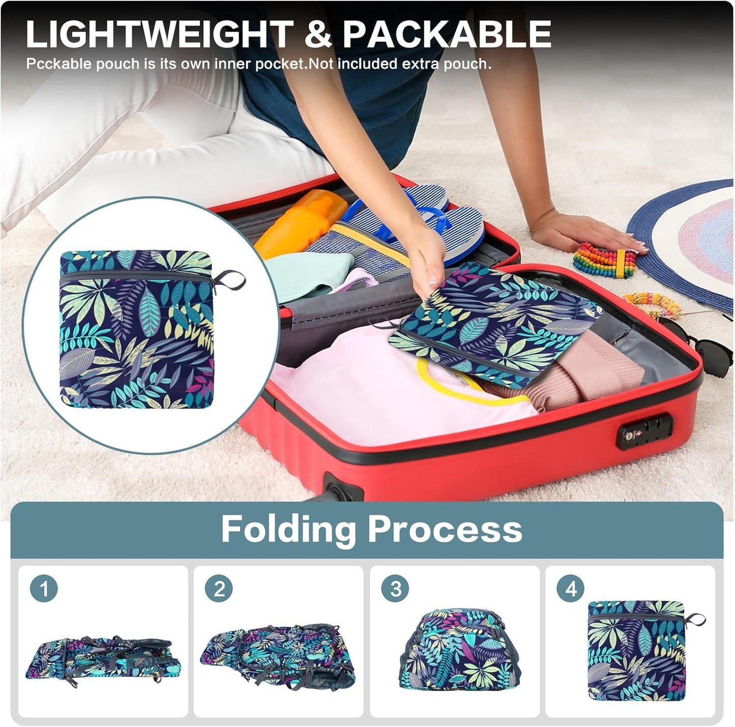 40L Hiking Backpack, Lightweight Foldable Hiking Daypack with Wet Pocket, Waterproof Travel Camping Bag for Men Women