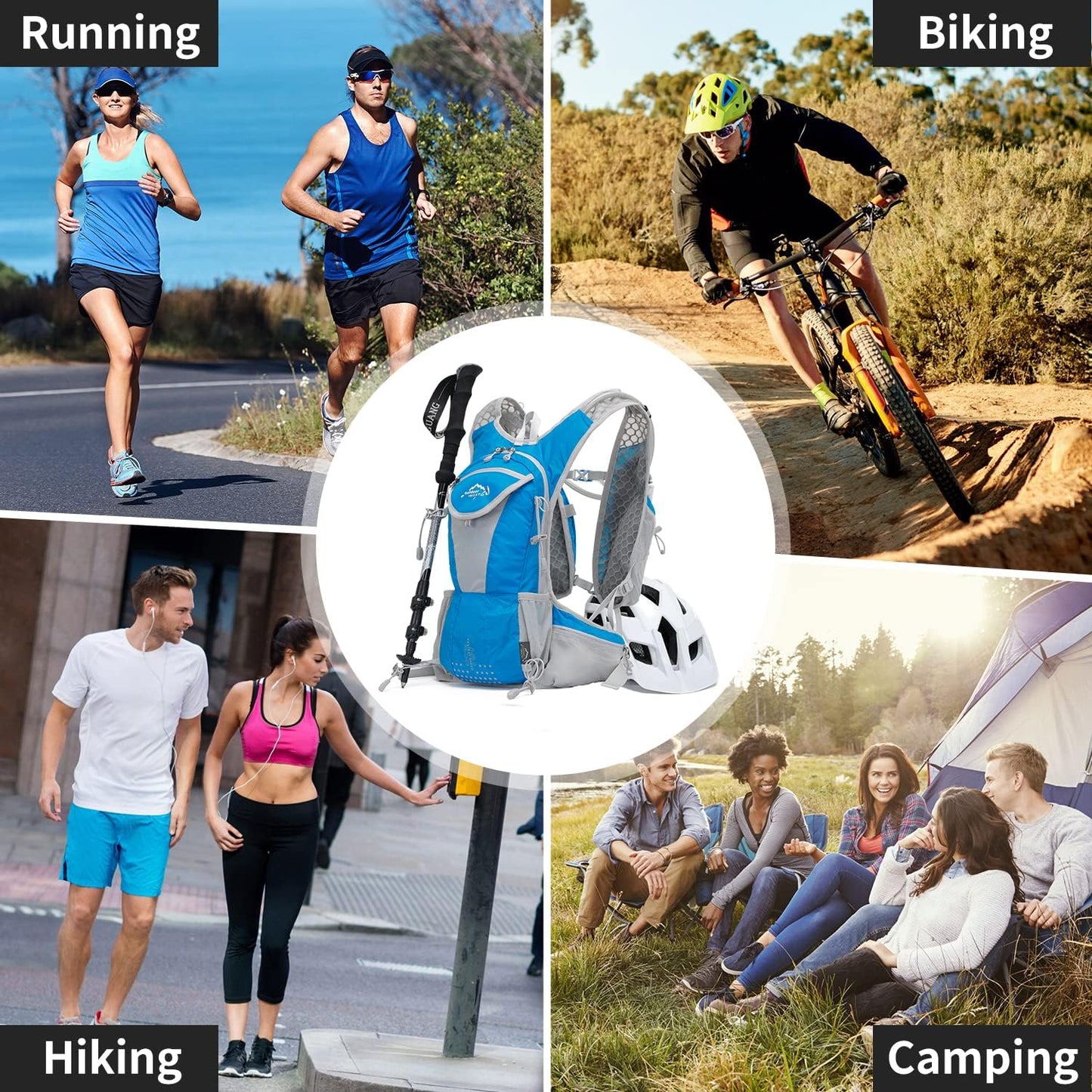 Hydration Pack Backpack, Lightweight Water Backpack with 2L Leakproof Hydration Bladder Daypack for