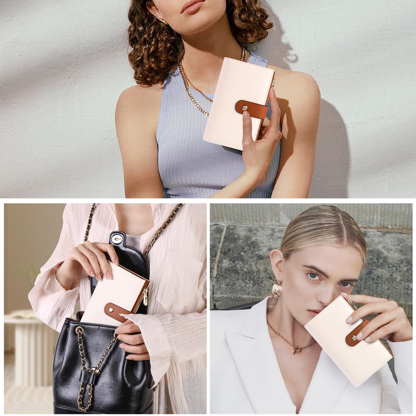 yiijay Women's Wallets RFID Blocking Leather Trifold Clutch Wallet Credit Card Holder Ladies Travel
