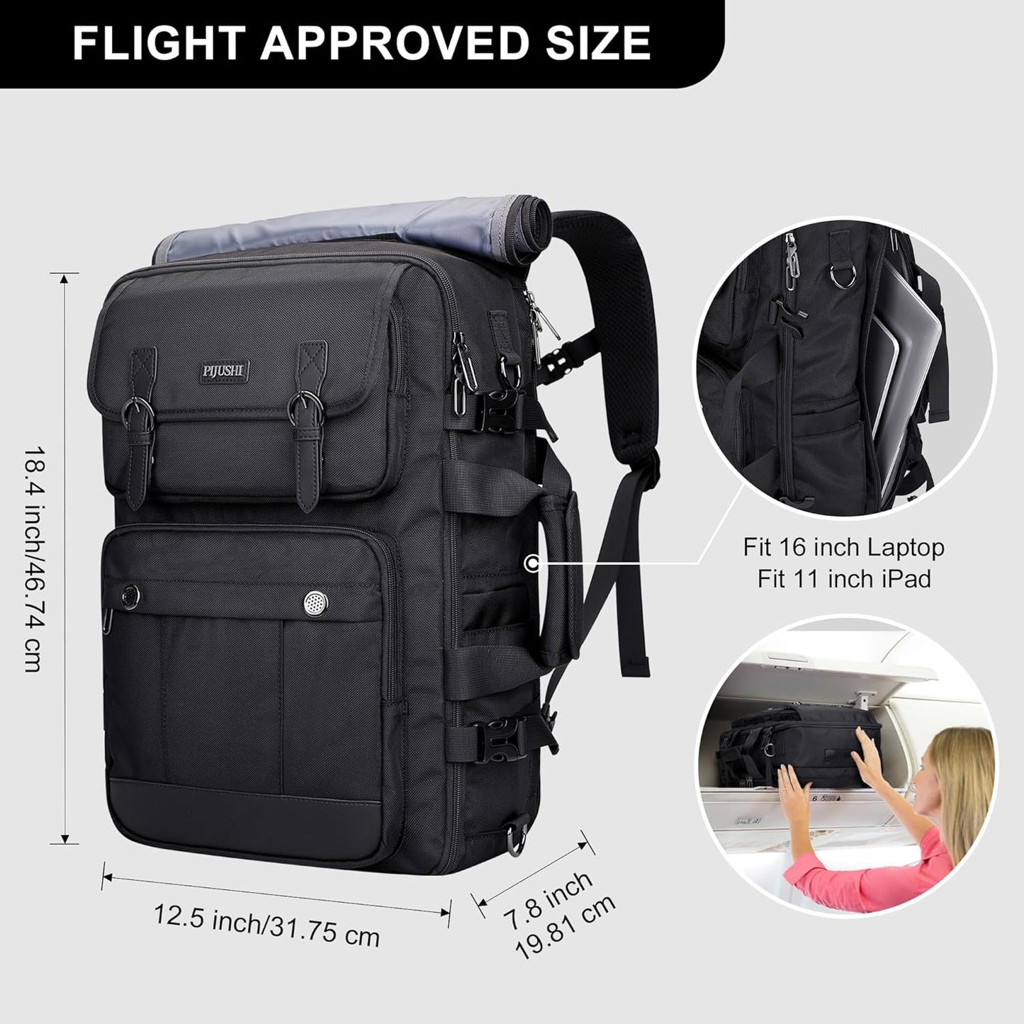 PIJUSHI Travel Backpack for Women Men Carry on Luggage Backpack Convertible Large Laptop Duffel Bag