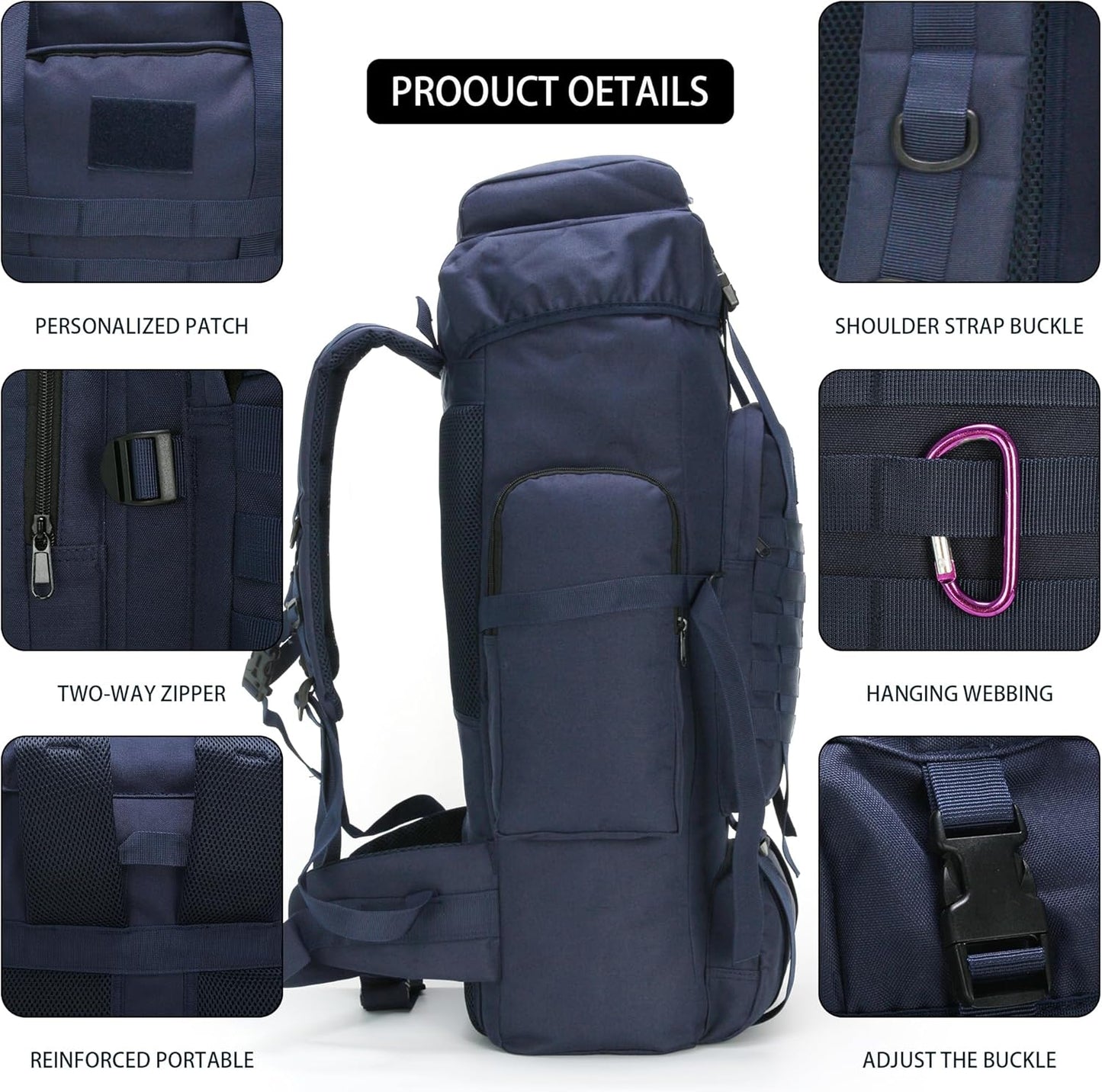 Hiking Backpack for Men 70L/100L Camping Backpack Military Rucksack Molle 3 Days Assault Pack for