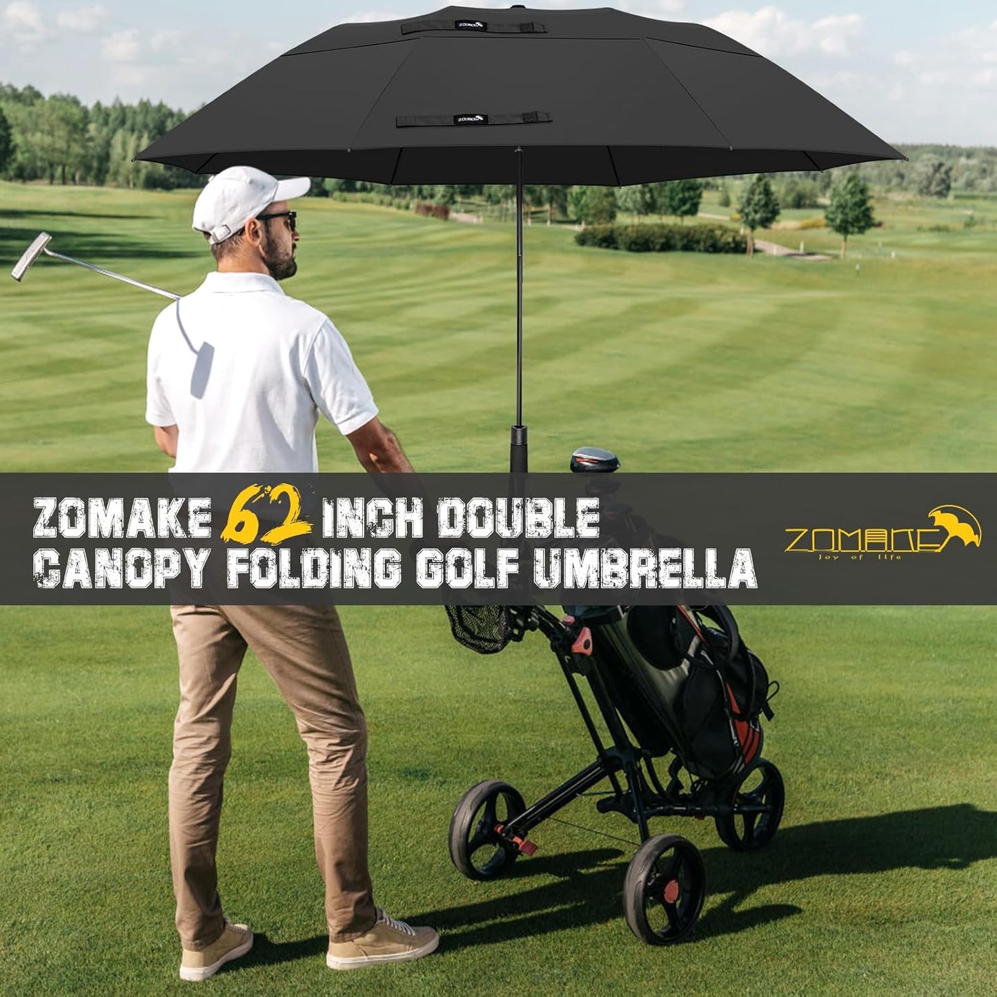 ZOMAKE Compact Golf Umbrella 42/54/62 Inch,Large Golf Umbrellas Windproof Automatic Open Portable Collapsible Travel Umbrella for Men Women