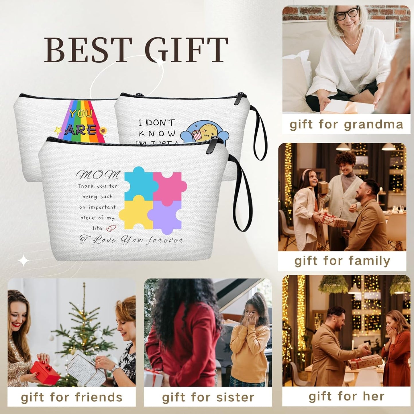 SEAMOON Mom Birthday Thank You Appreciation Gifts for Mama Mothers Day from Daughter Unique Small Travel Cosmetic Makeup Bag