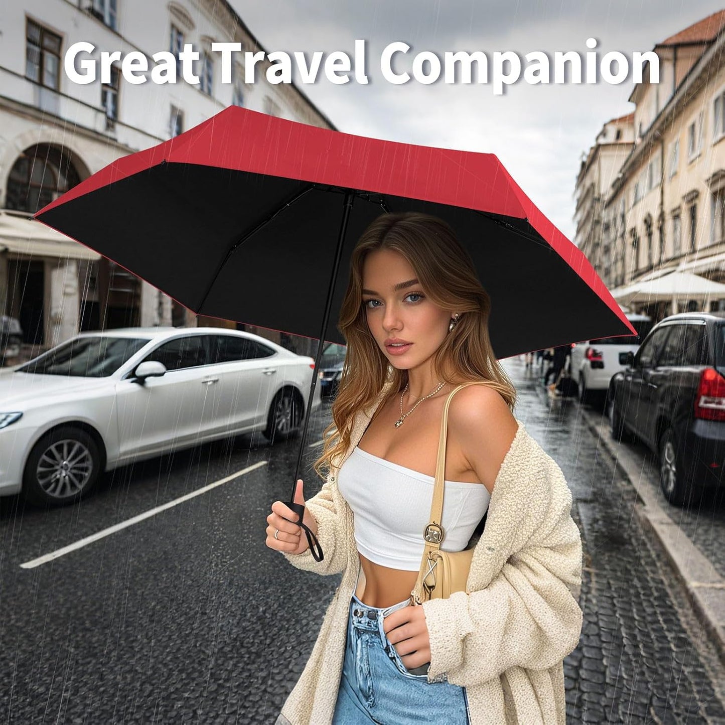Yoobure Small Mini Umbrella with Case Light Compact Design Perfect for Travel Lightweight Portable Parasol Outdoor Sun&Rain Umbrellas