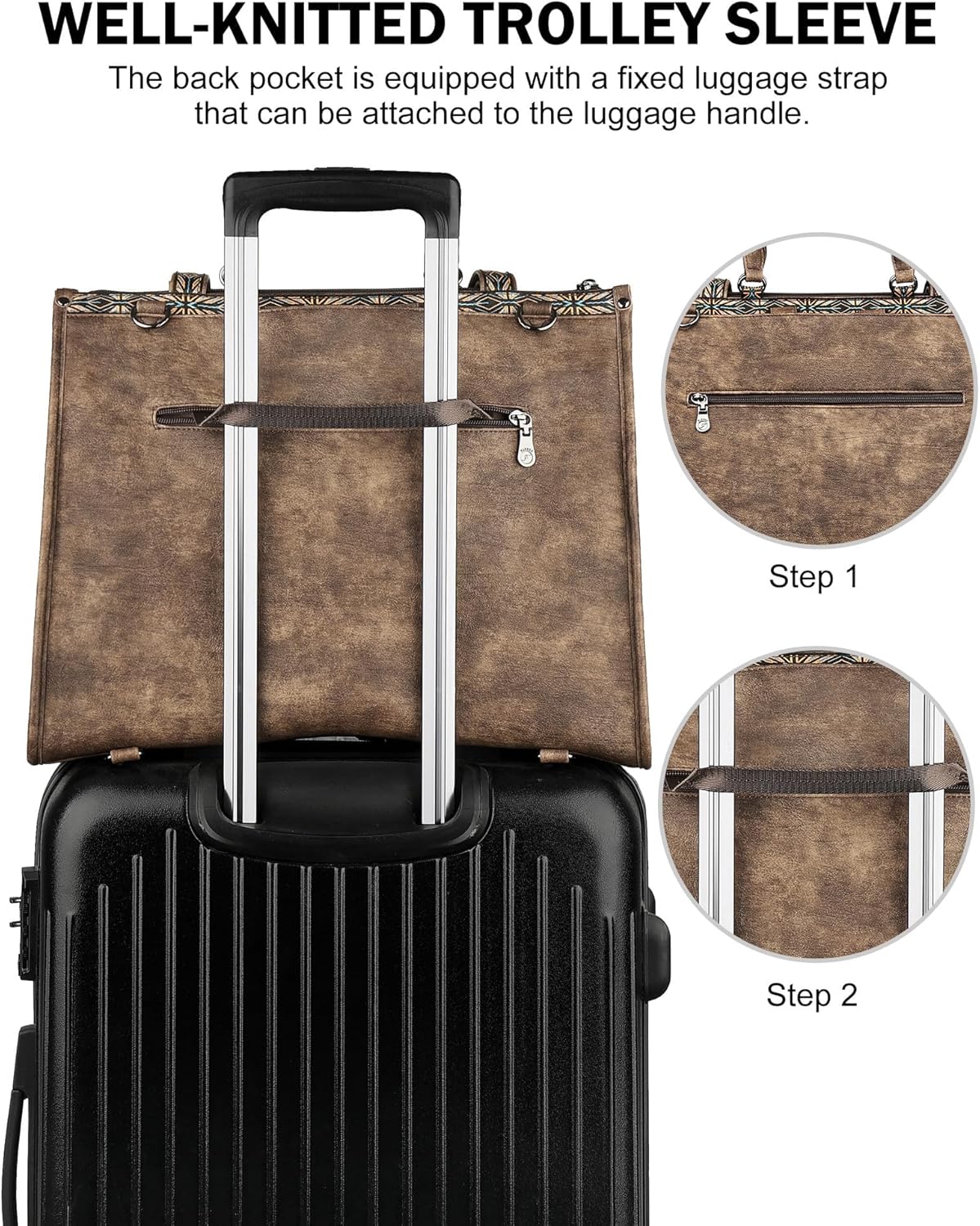 FADEON Laptop Bag for Women Designer PU Leather Large Tote Bags Backpack Purses with 15.6 Laptop Compartment Shoulder Handbag