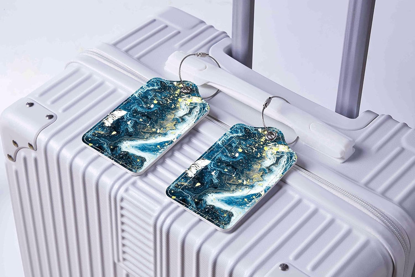 Luggage Tags for Suitcases, 2 Pack Cute PU Leather Suitcase Tag Identifiers TSA Approved with