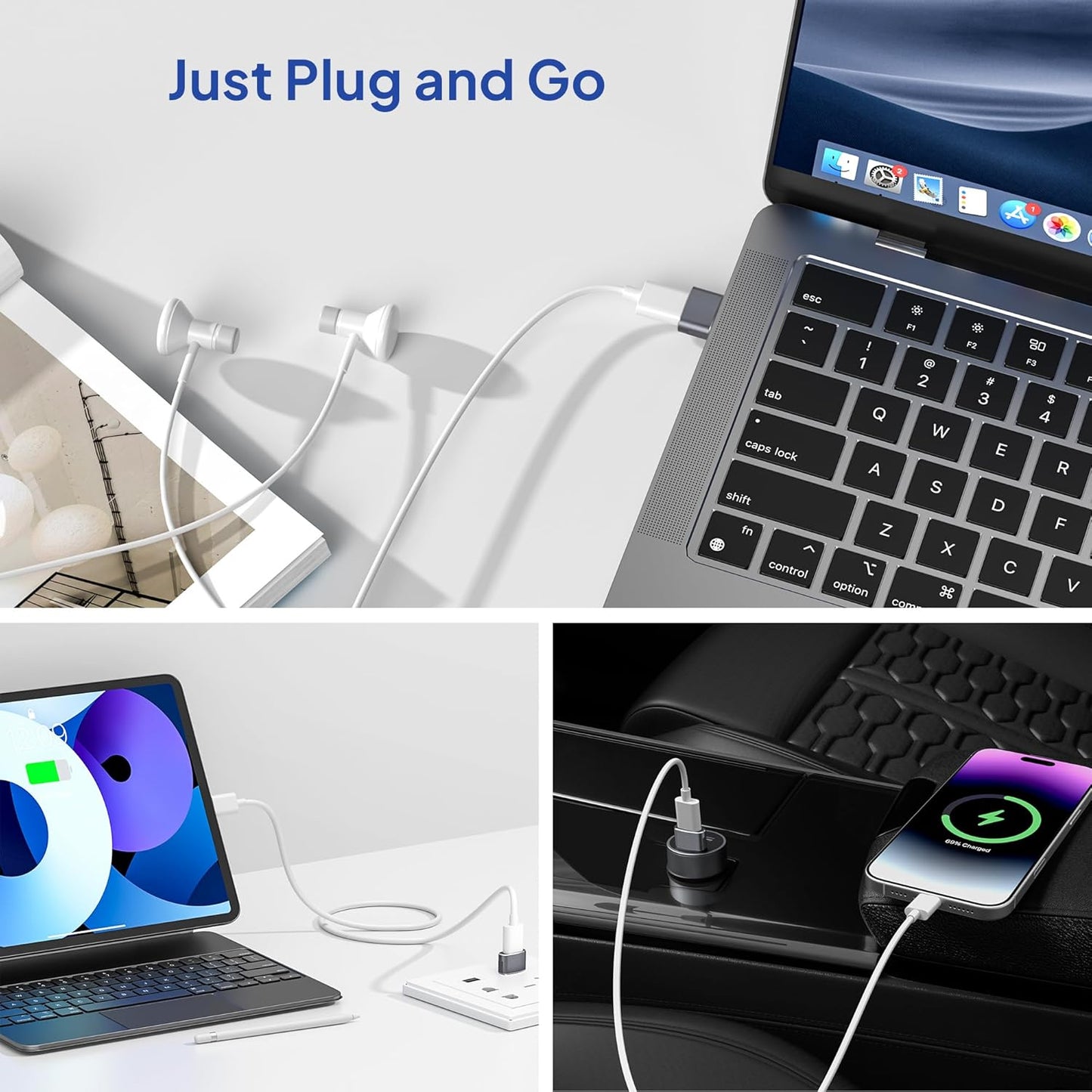 Elebase for Samsung Galaxy Z Flip 7 Adapter,USB to USB C Adaptor 4Pack,Type C Female to A Male Cable Converter for Z Fold Flip 7 6 5,A55 A54 A53 A52,Tab S10 S9 S8 A9 A8 Lite,Watch Ultra Classic Active