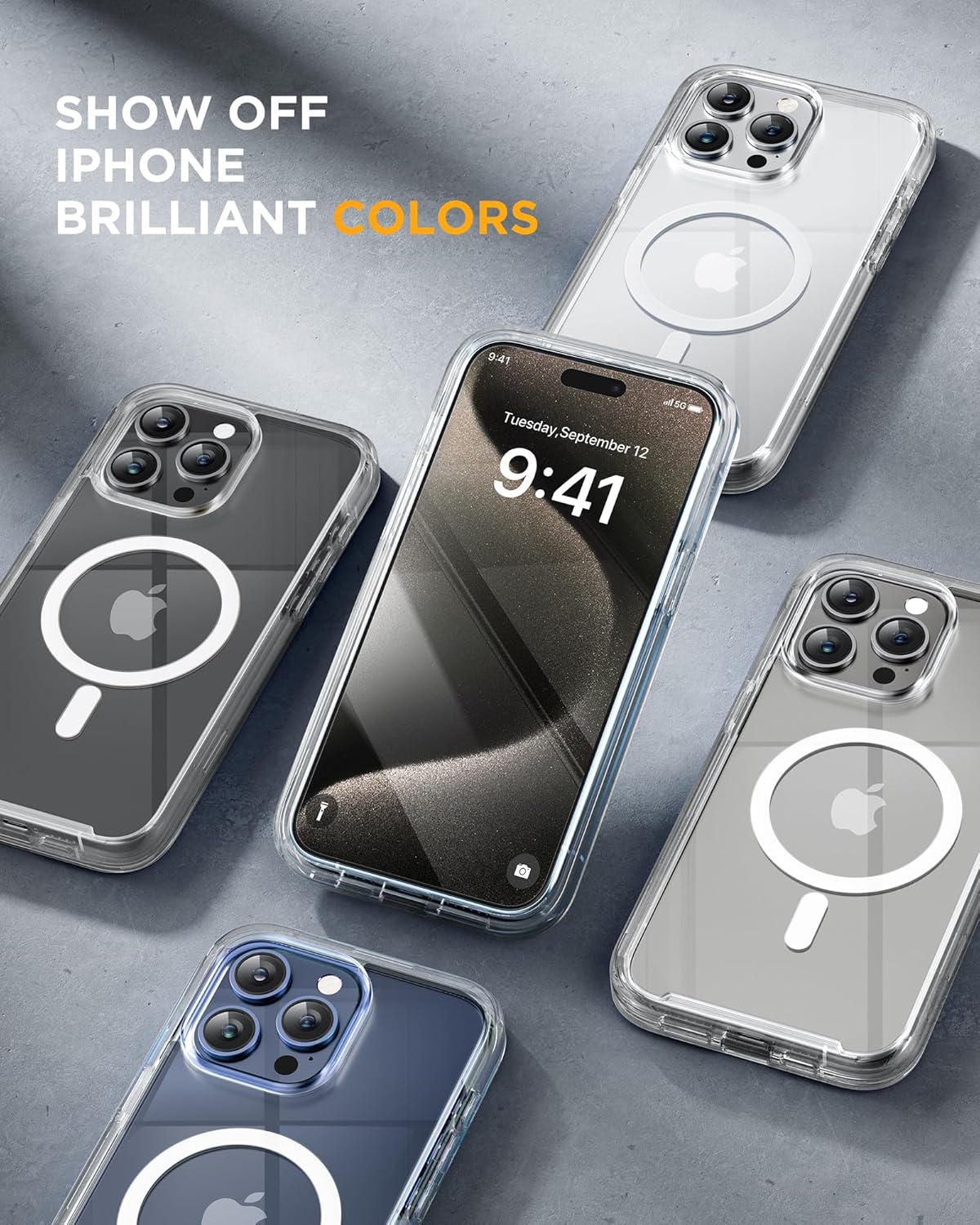Miracase Magnetic for iPhone 15 Pro Case Full-Body Bumper Phone case with Built-in Glass Screen