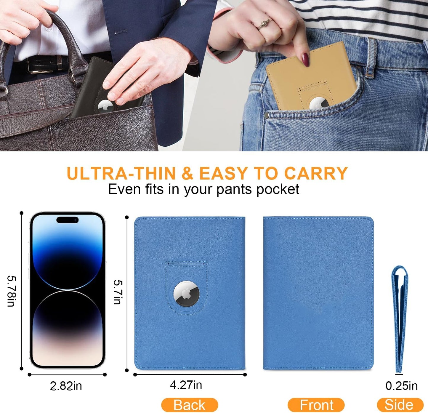 Full Grain Leather AirTag Passport Holder Wallet Cover for Men and Women Travel, Passport Holder