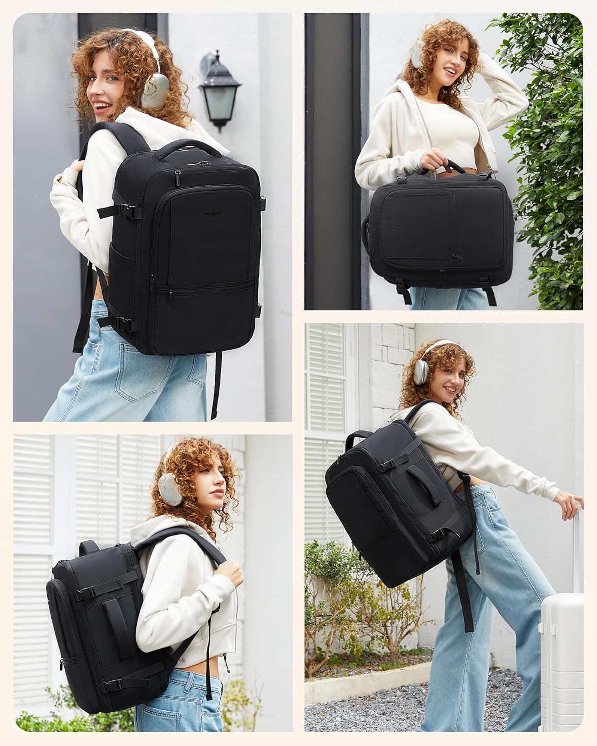 LOVEVOOK Travel Backpack for Women & Men, 50L Large Carry On Backpack Airline Approved, TSA Personal Item Weekender Bag, Water Resistant Laptop Backpacks with 3 Packing Cubes for Travel Essentials