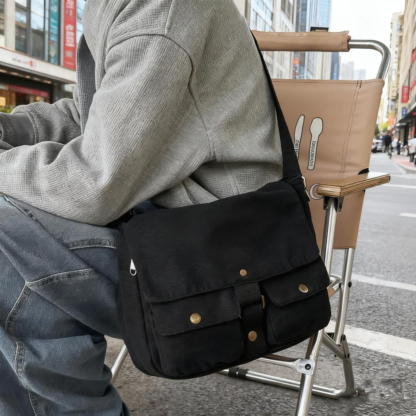 School Vintage Canvas Messenger Bag for Men Crossbody Shoulder Bag Satchel