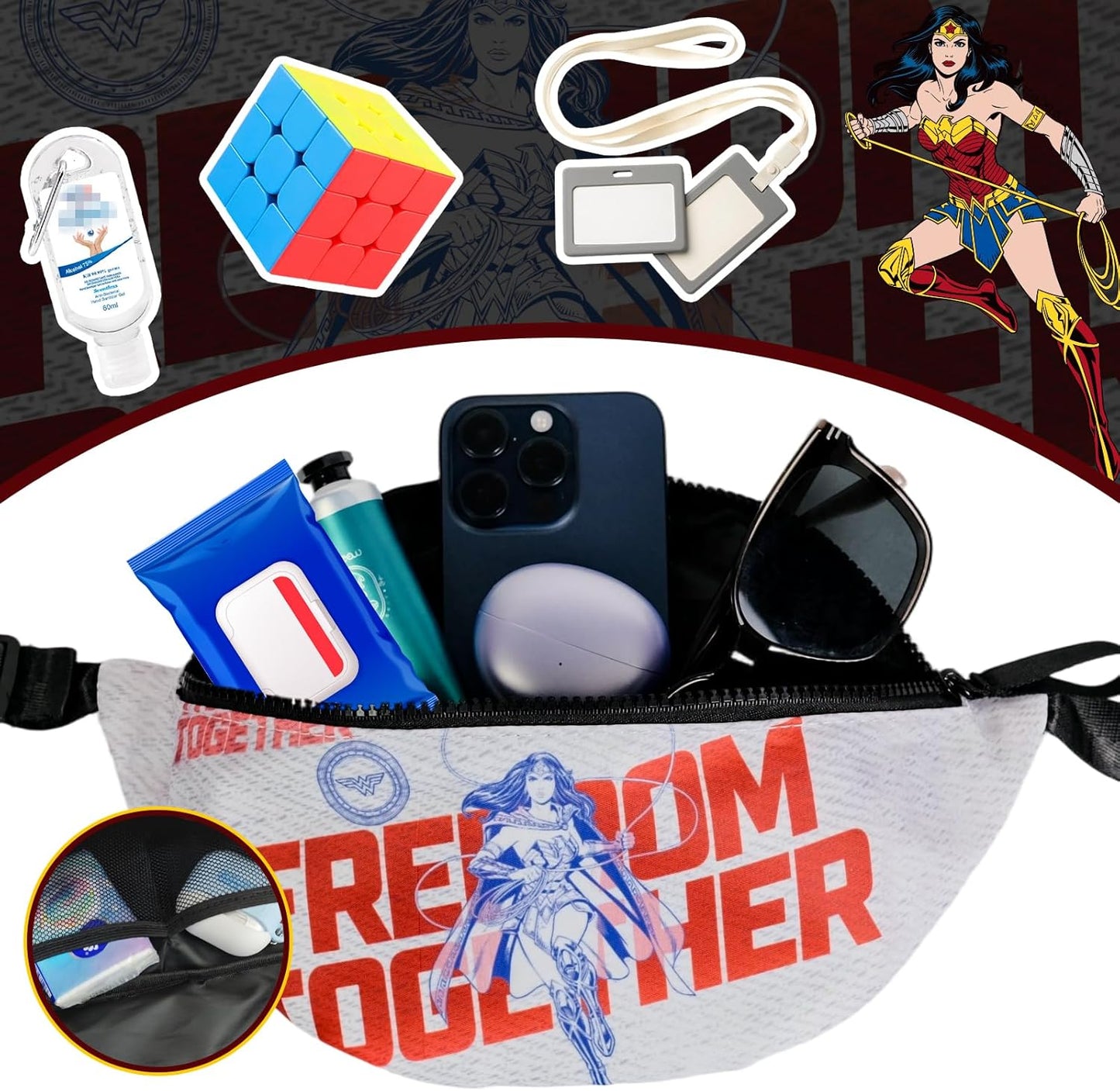 WONDER WOMAN Fanny Pack for Women, Fashion Crossbody Bags for Women Running Waist Packs with Adjustable Strap, Waist Belt Bag for Christmas Gift