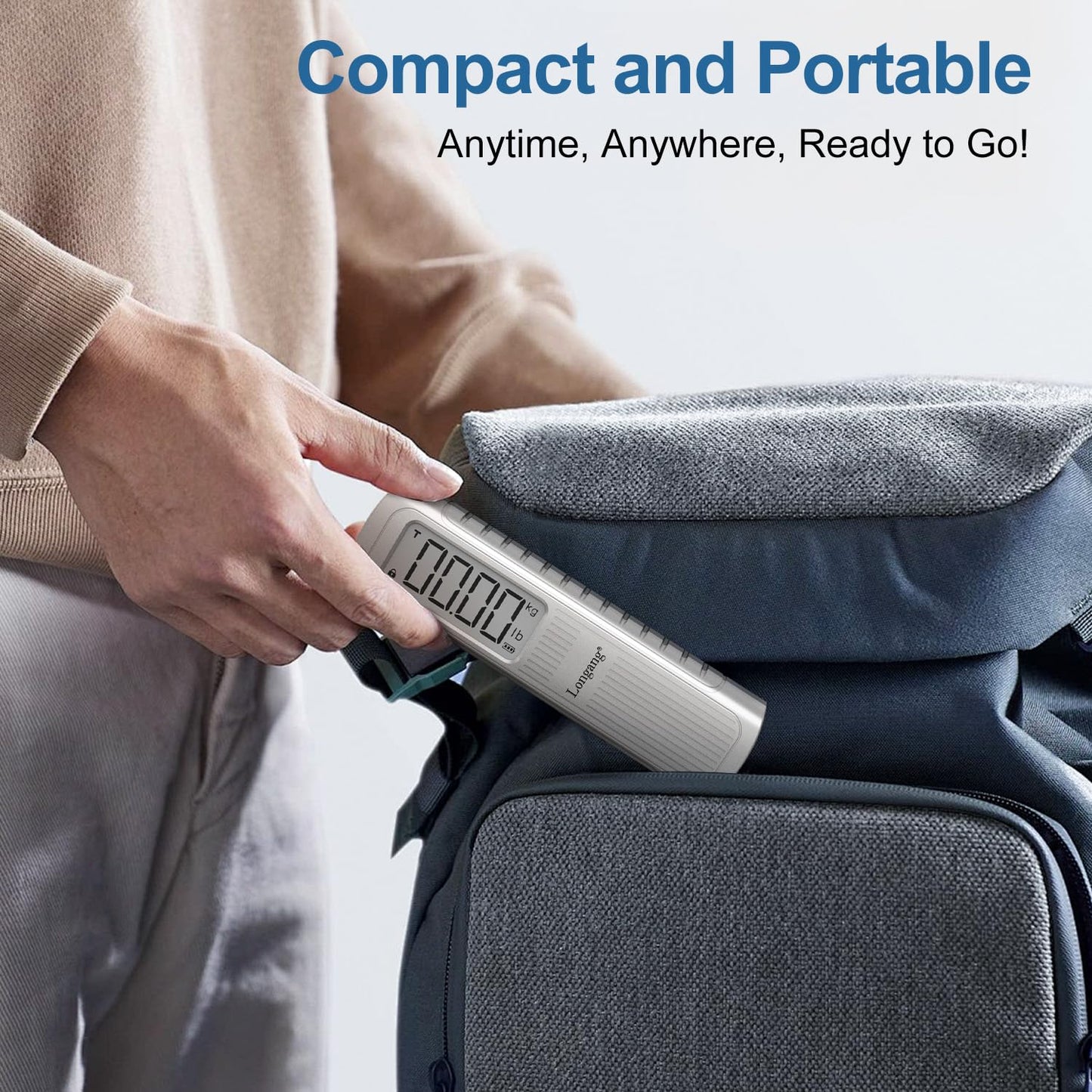 Battery-Free Digital Luggage Scale, 110lbs/50kg Portable Handheld Hanging Scale for Luggages, Suitcases, Backpacks & Bags, Easy Weighing for Travel, No Need Batteries (Champagne)