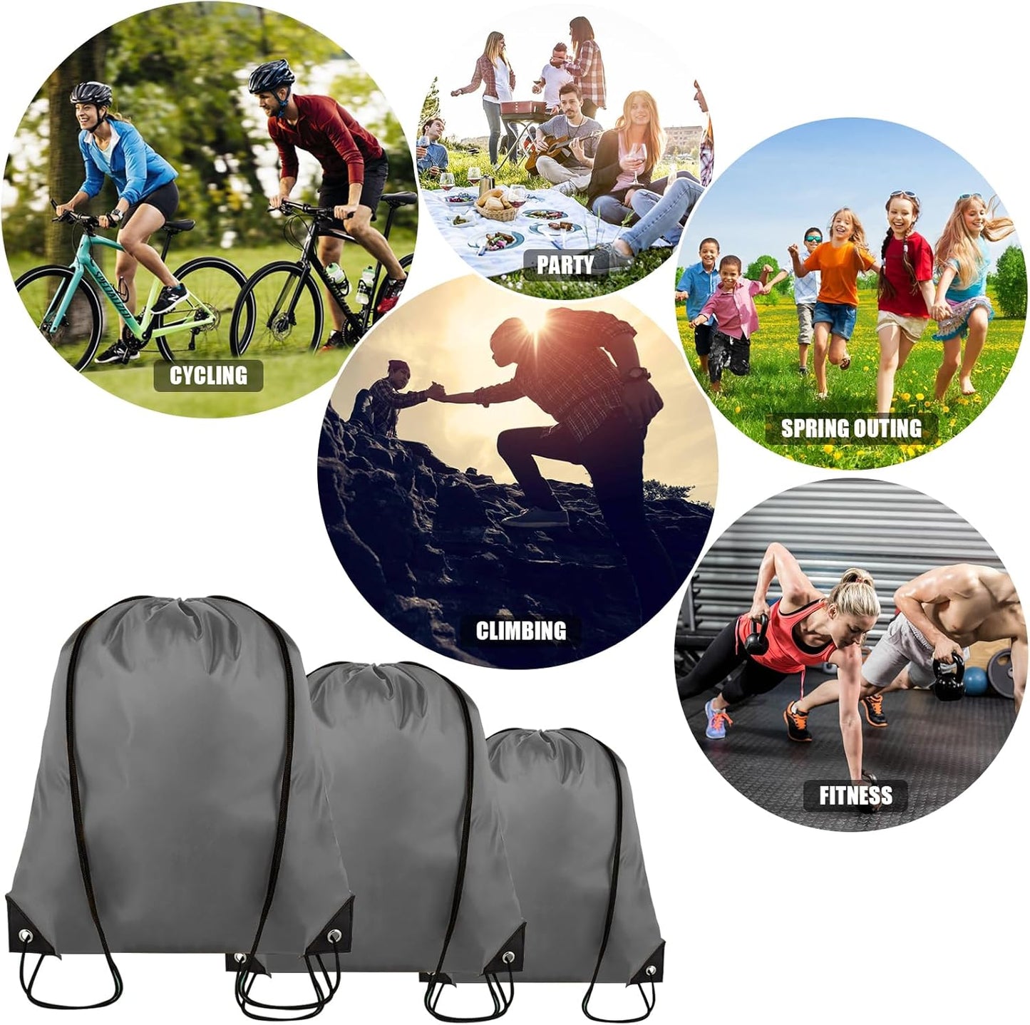 20 Pieces Drawstring Backpack Bulk Cinch Sackpack Ployster Drawstring Bags for Gym Party Trip(Grey)