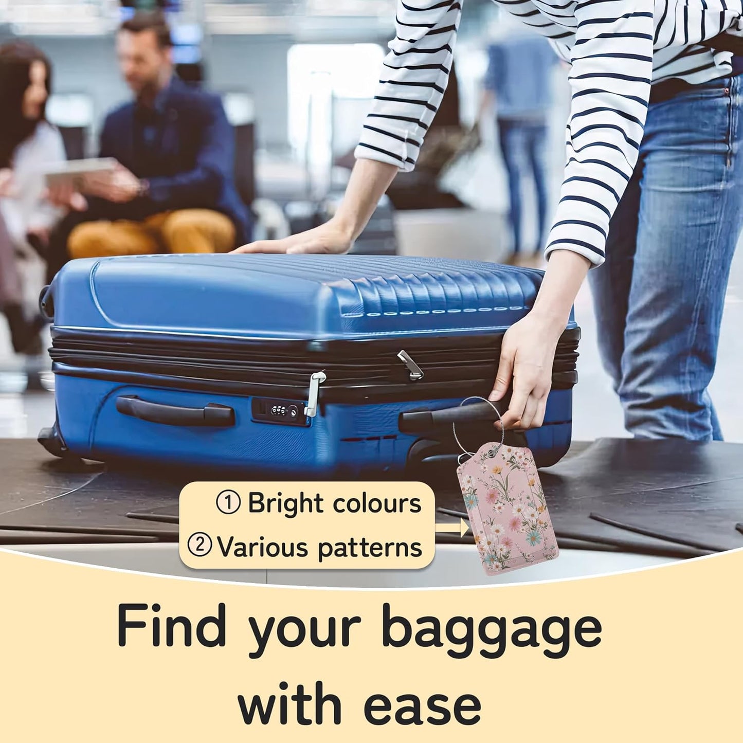 3 PCS Herbs Wild Flowers Luggage Tags,Vintage Floral Suitcase Tags Privacy Cover ID Label with Stainless Steel Loop and Address Card for Travel Bag Suitcase