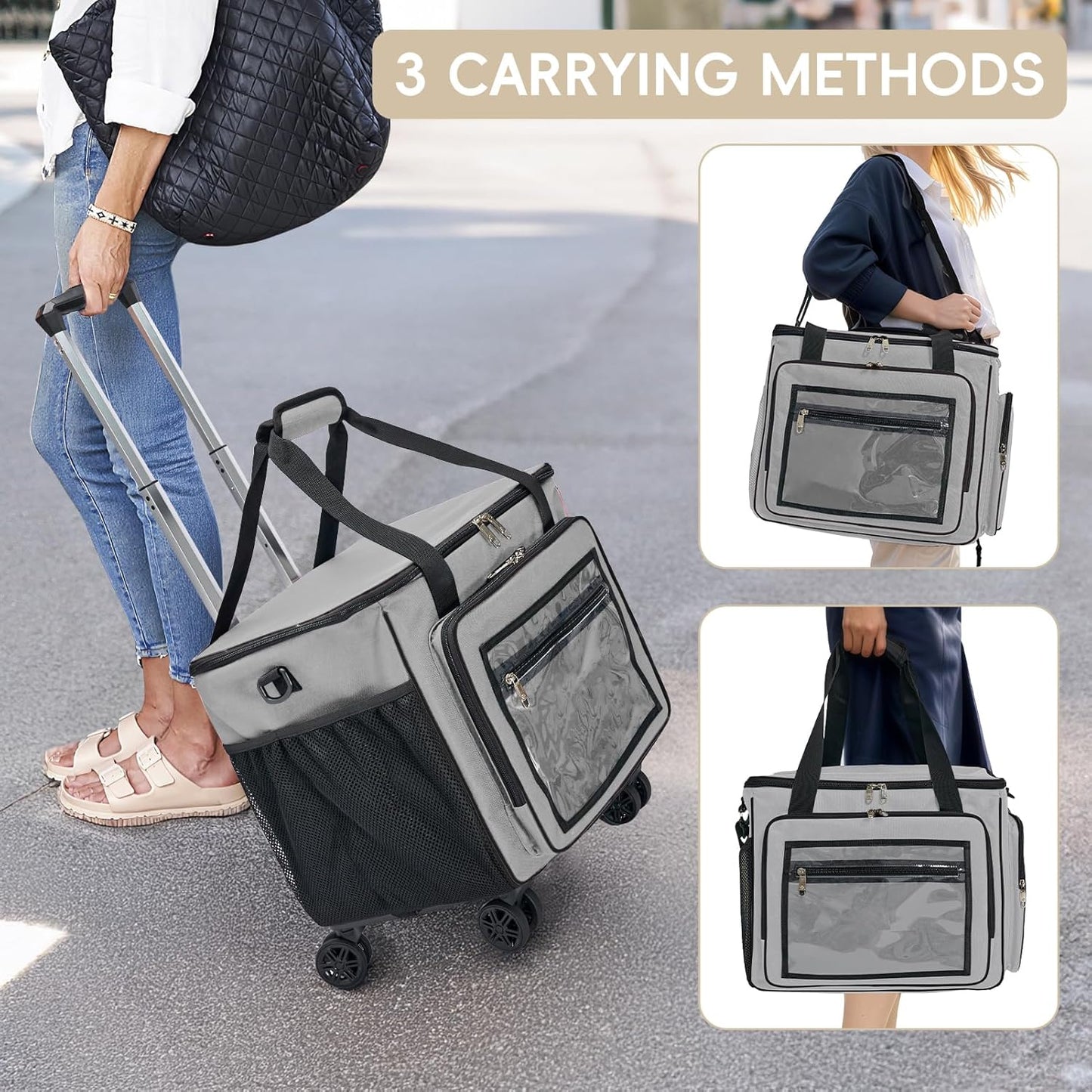 2025 Rolling Teacher Tote Bag with 15.6" Laptop Compartment