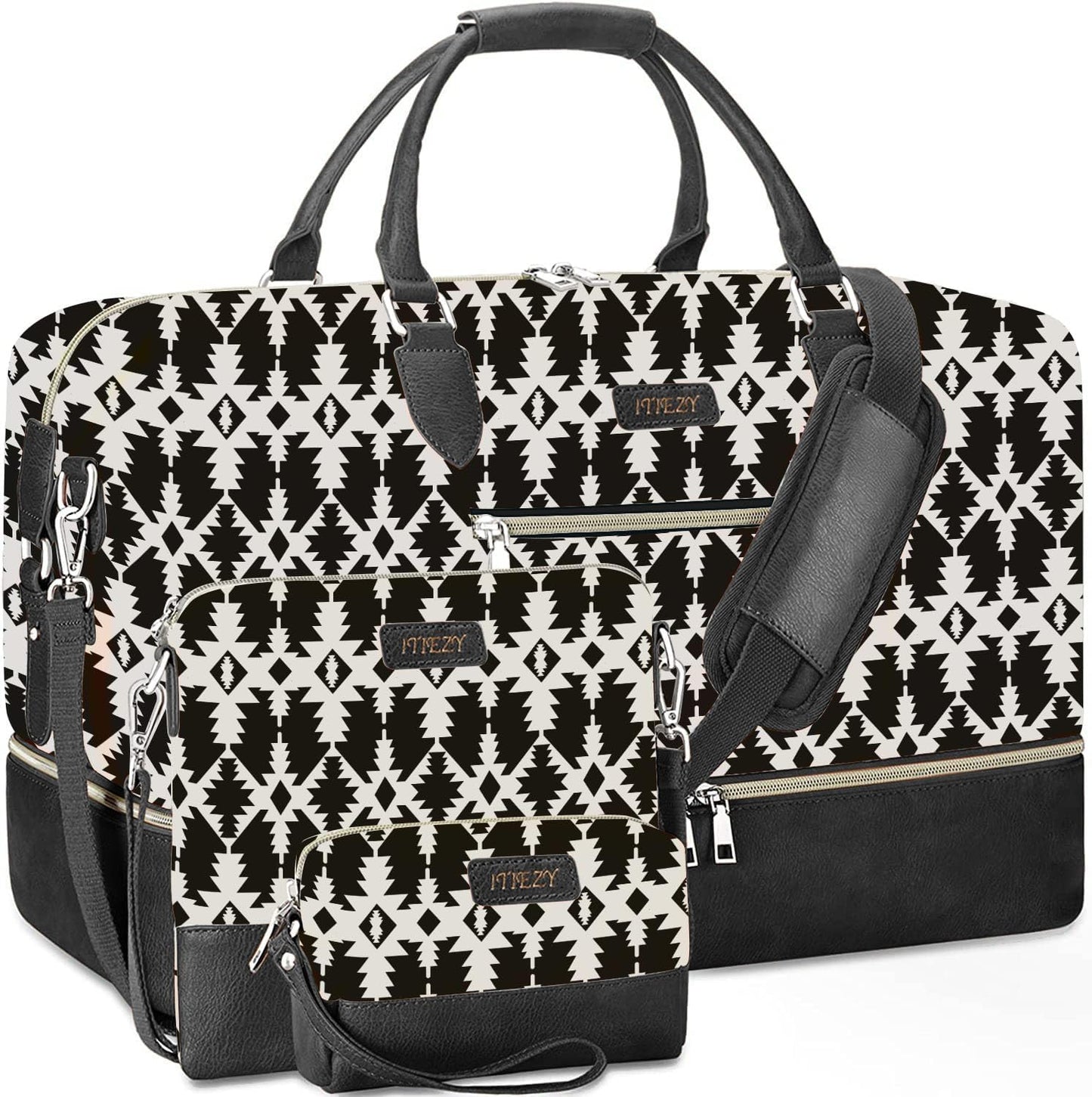 Weekender Bag for Women, Travel Duffel Bag Carry On Overnight Bag with Shoe Compartment Large Nylon Travel Weekend Tote Bag