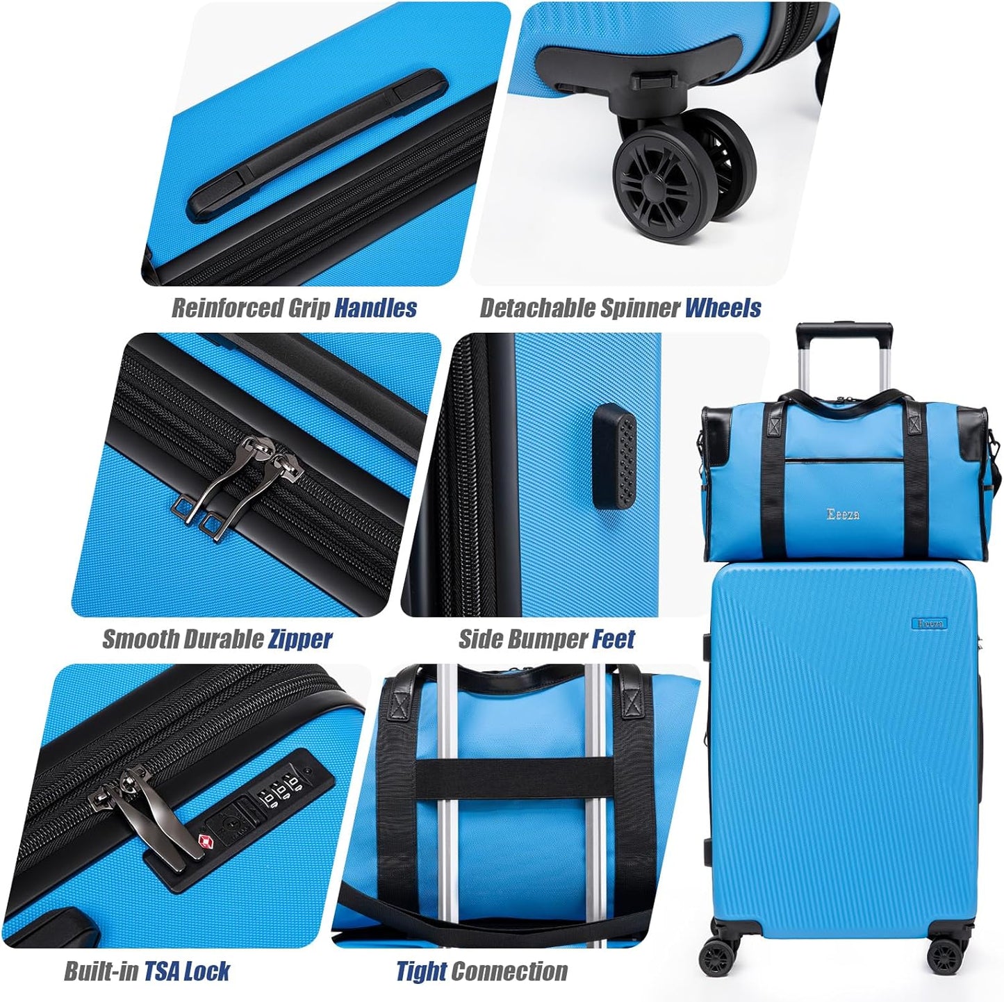 Expandable Carry on Luggage Sets,Suitcases with Detachable Wheels Hardshell 22x14x9 Airline