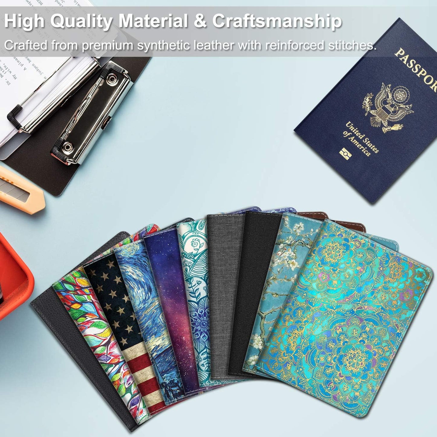 FINTIE Passport Holder, Slim Travel Wallet RFID Blocking Card Case Cover Passport Cover Protector