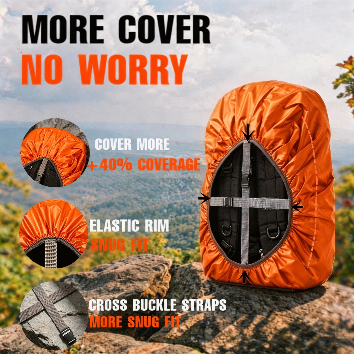Joy Walker Backpack Rain Cover (orange, Middle (for 30-40L backpack))
