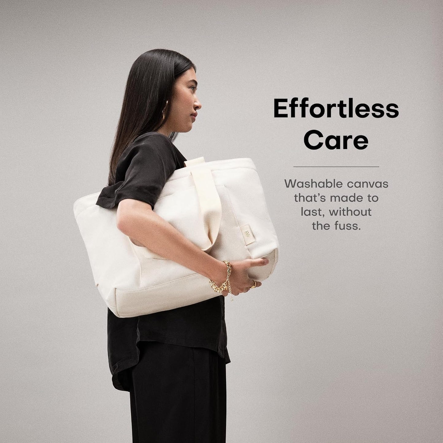 Everyday Large Tote Bag for Women with Laptop Sleeve, Pass-Through Band, Luggage Sleeve, Drink Bottle Holder, Simple Modern Tote Bag for Travel, Work, Commute & Daily Use - 22L - Natural