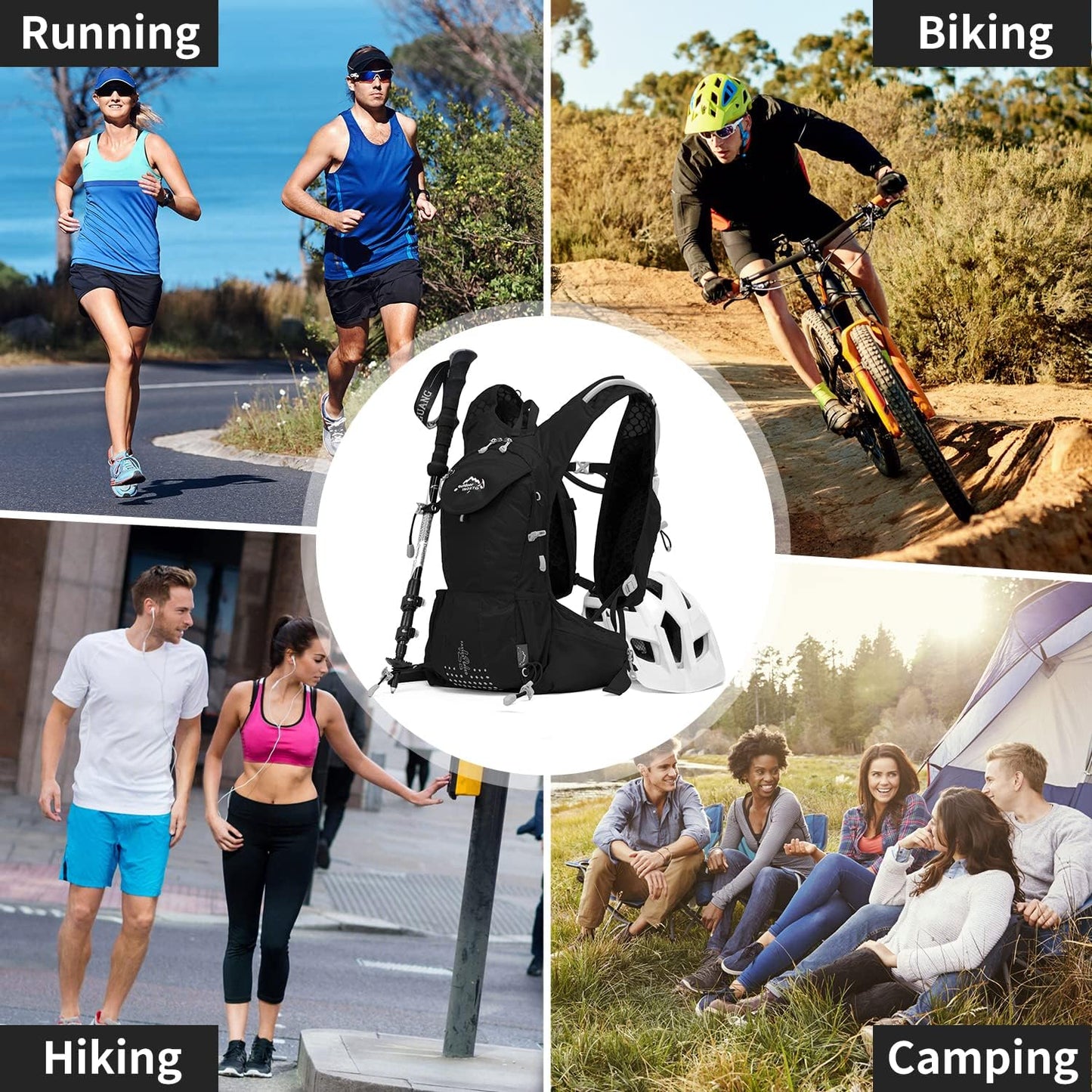 Hydration Pack Backpack, Lightweight Water Backpack with 2L Leakproof Hydration Bladder Daypack for