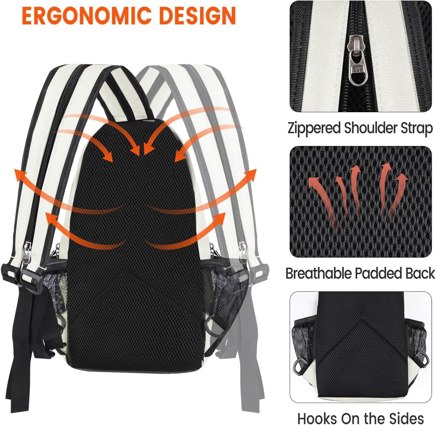 Crossbody Sling Backpack Men and Women Sling Bag Shoulder Backpack Travel Hiking Chest Bag Daypack (White)