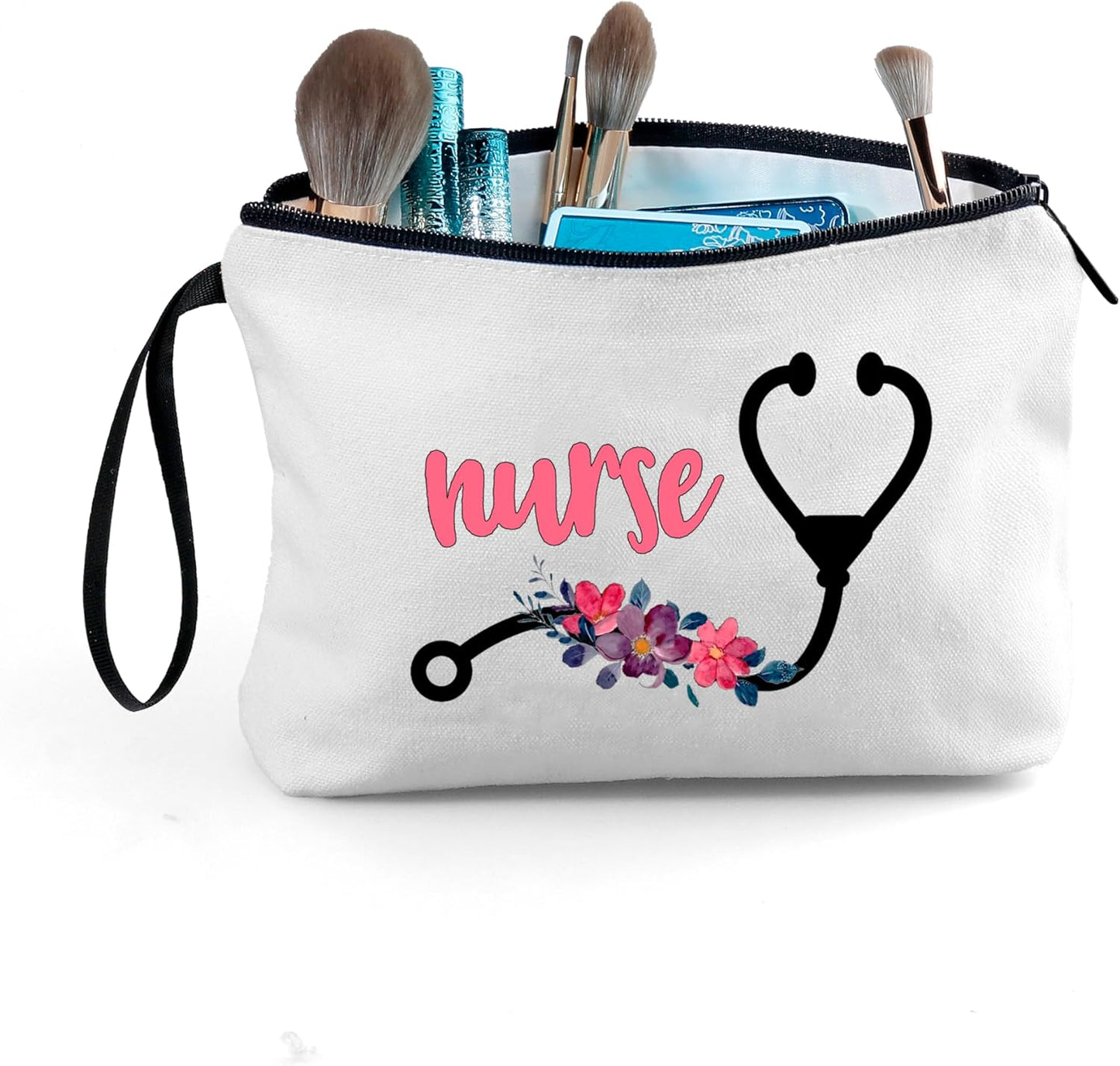 SEAMOON Nurse Zipper Makeup Cosmetic Bag Nursing Rn Graduation Funny Appreciation Gifts Bulk New Future Registered Nurse Accessories for Work