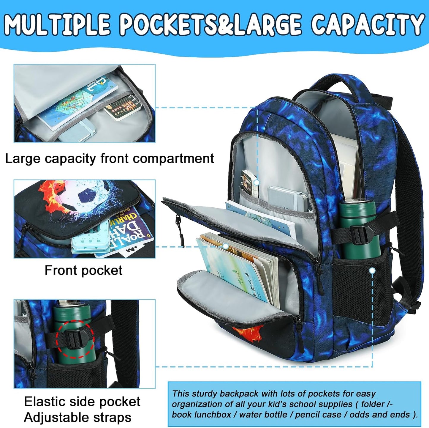 Bluboon School Backpack for Boys Teens Bookbag Travel Daypack Kids Girls Lunch Bag Pencil Case