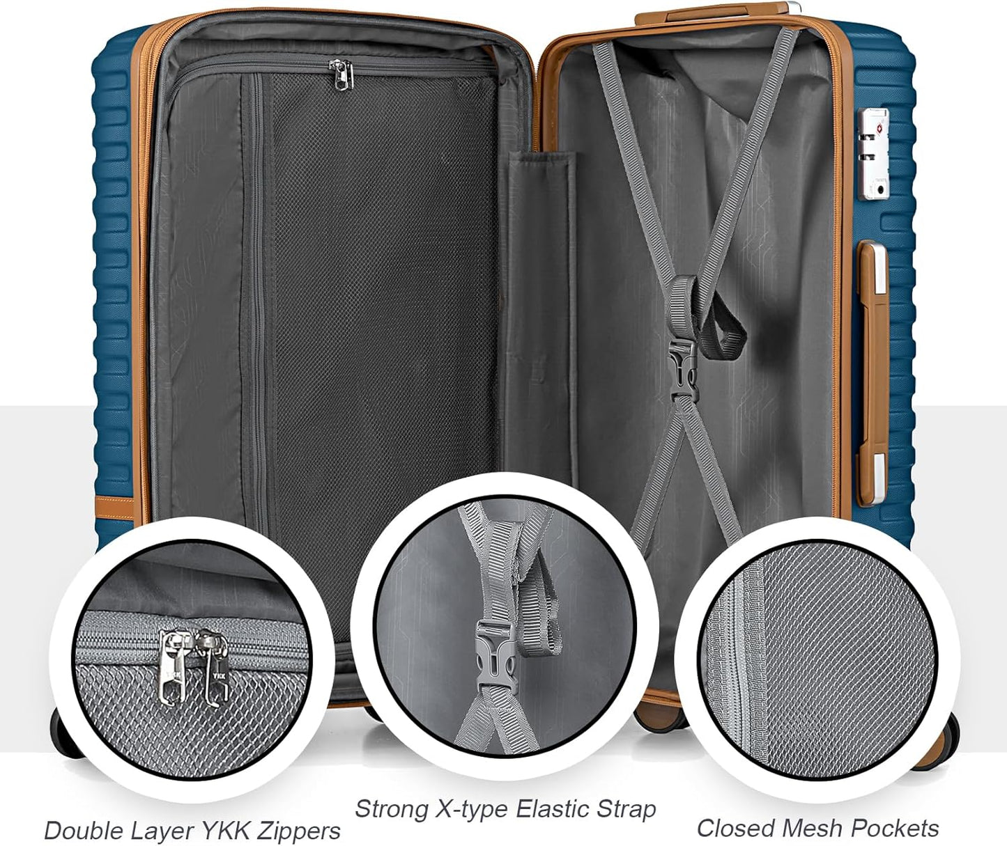 Joyway Carry on 20Inch &24 In Checked Luggage Set, 2-Piece Expandable Suitecase Set with Spinner Wheel, Hard Shell Suitcase with TSA Lock(Navy Blue)