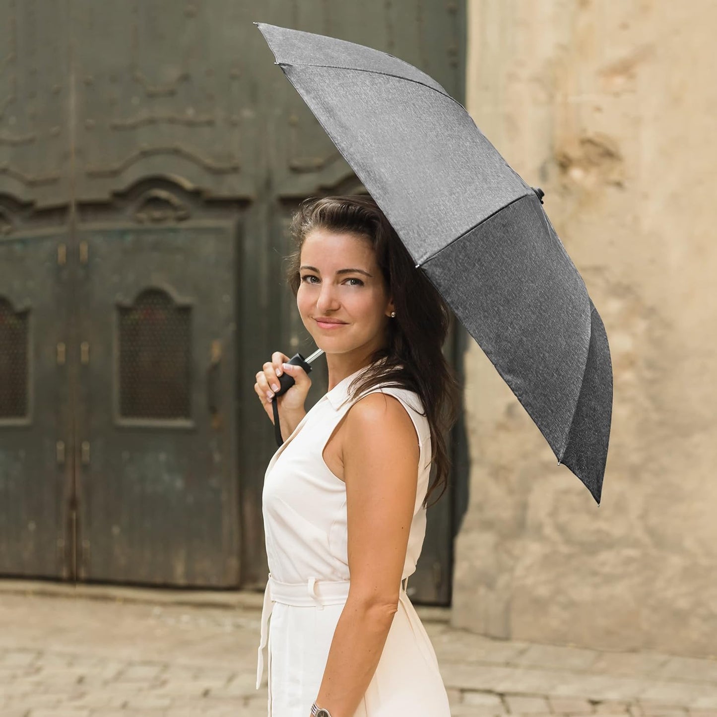 The Spectrum Popular Style 42" Automatic Open Compact Travel Umbrella for Rain, Wind & Sun, Sturdy Lightweight Small Portable Stick Umbrella for Men and Women